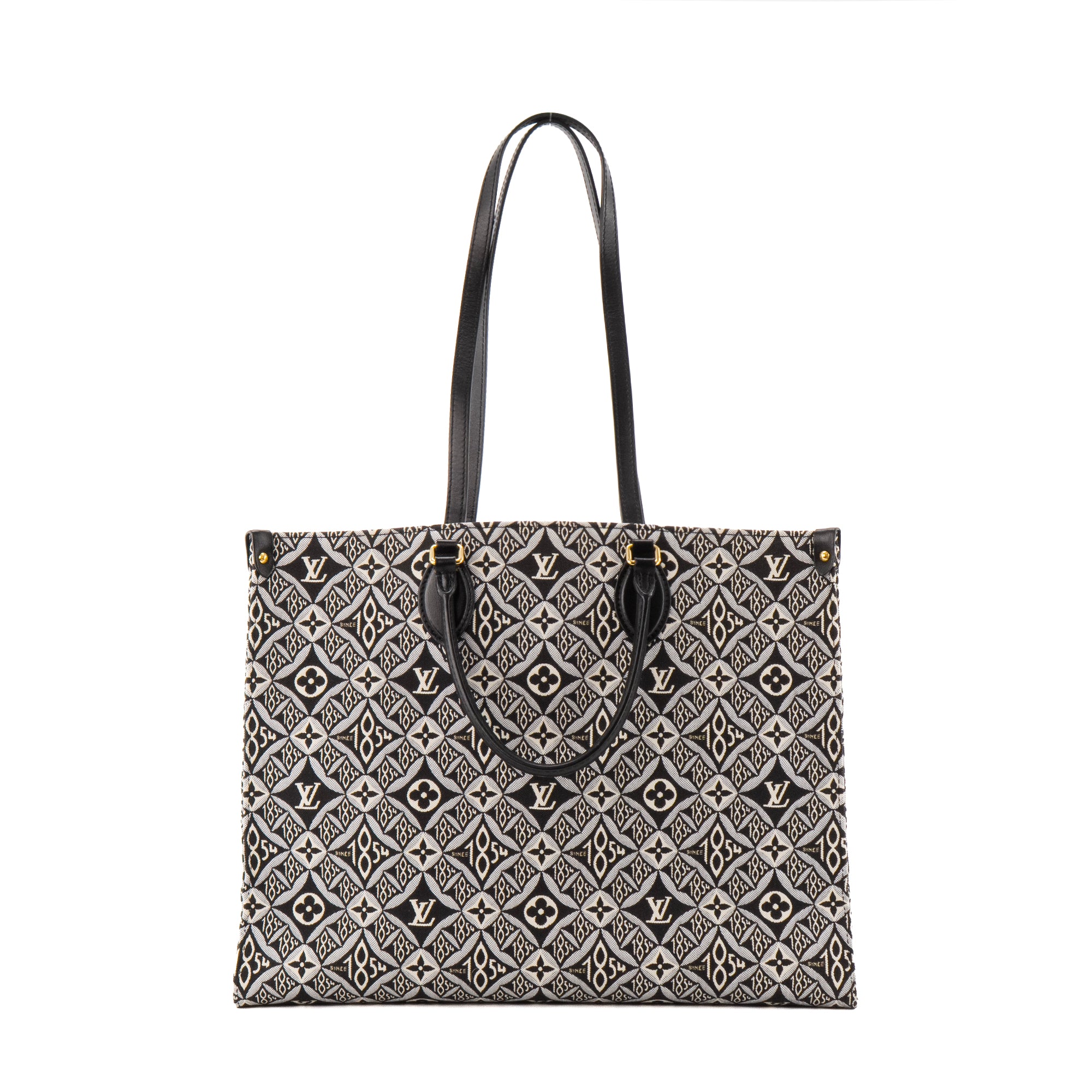 LOUIS VUITTON - Sac cabas OnTheGo GM Louis Vuitton en toile jacquard noire et blanche édition limitée Since 1854