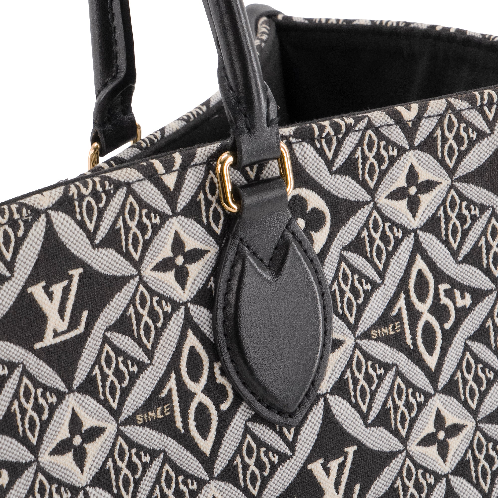 LOUIS VUITTON - Sac cabas OnTheGo GM Louis Vuitton en toile jacquard noire et blanche édition limitée Since 1854