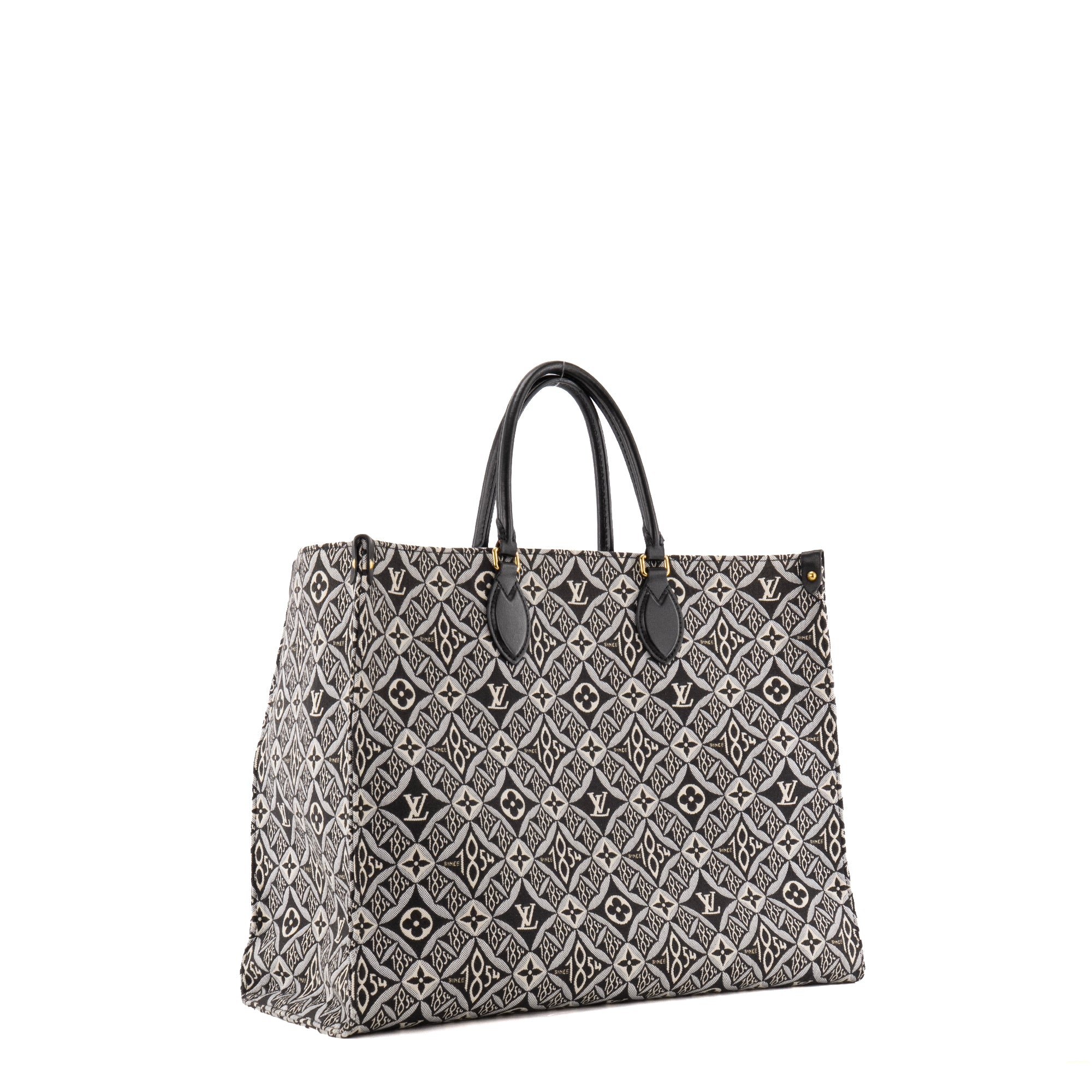 LOUIS VUITTON - Sac cabas OnTheGo GM Louis Vuitton en toile jacquard noire et blanche édition limitée Since 1854