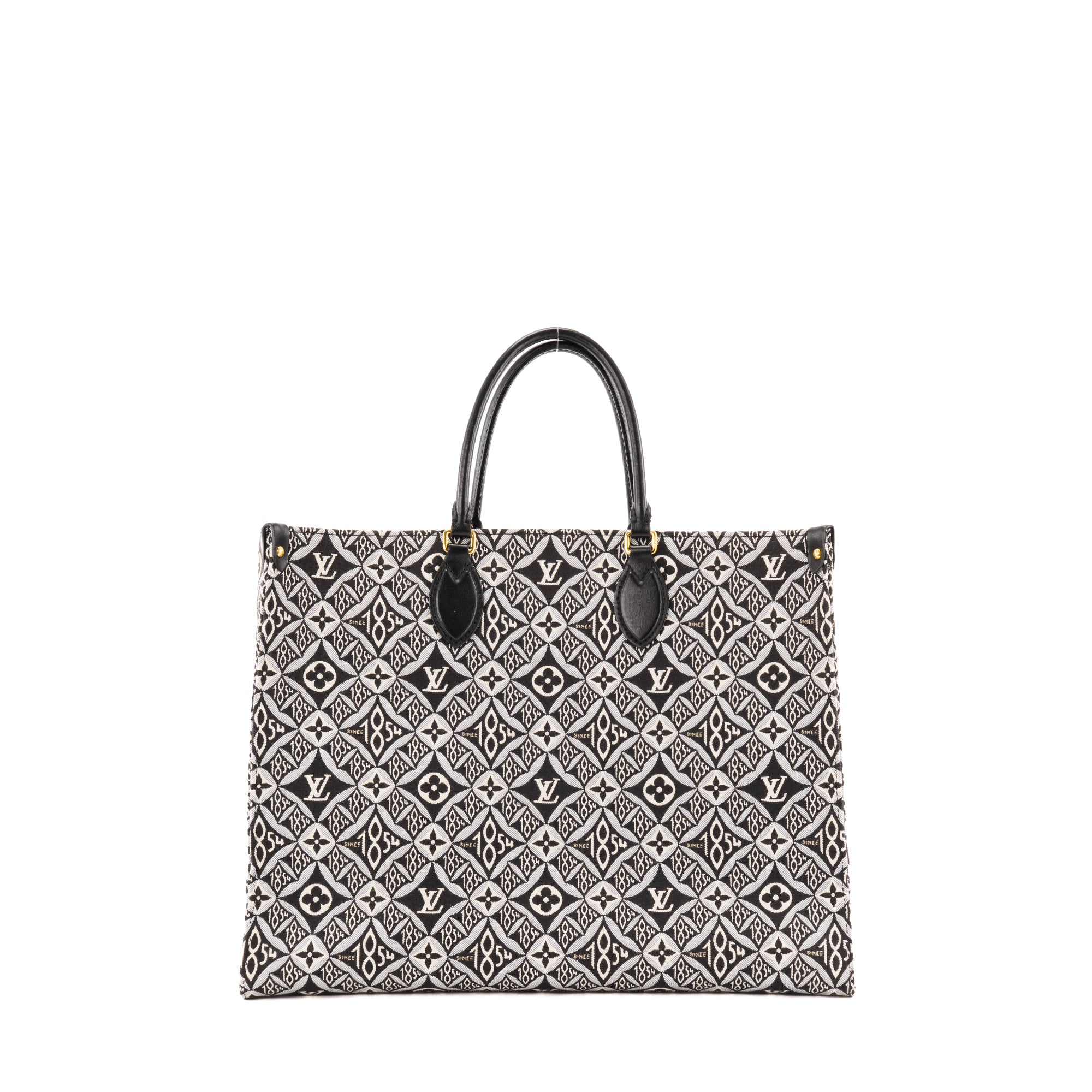 LOUIS VUITTON - Sac cabas OnTheGo GM Louis Vuitton en toile jacquard noire et blanche édition limitée Since 1854