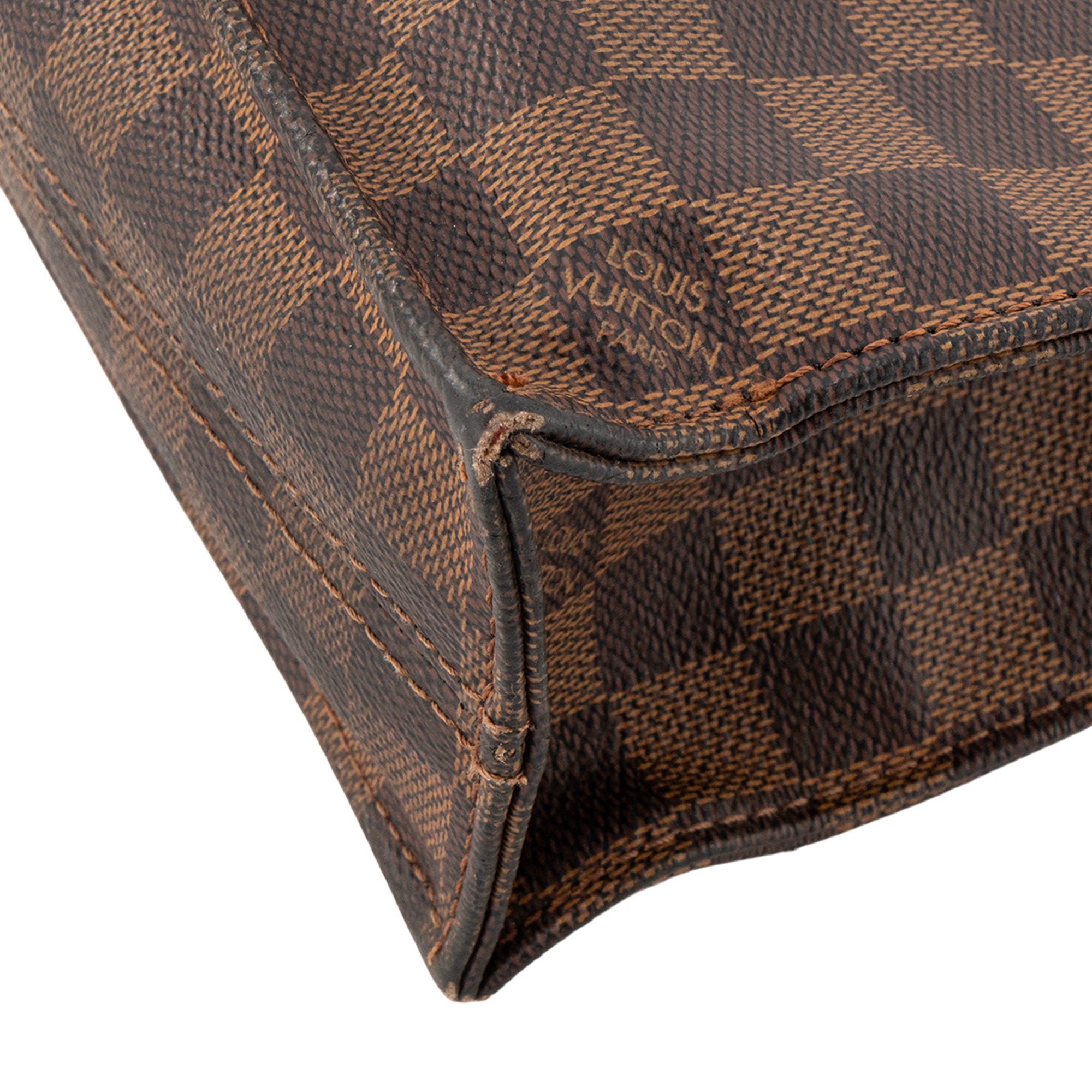 LOUIS VUITTON - Sac Cabas Plat Louis Vuitton en toile enduite damier marron