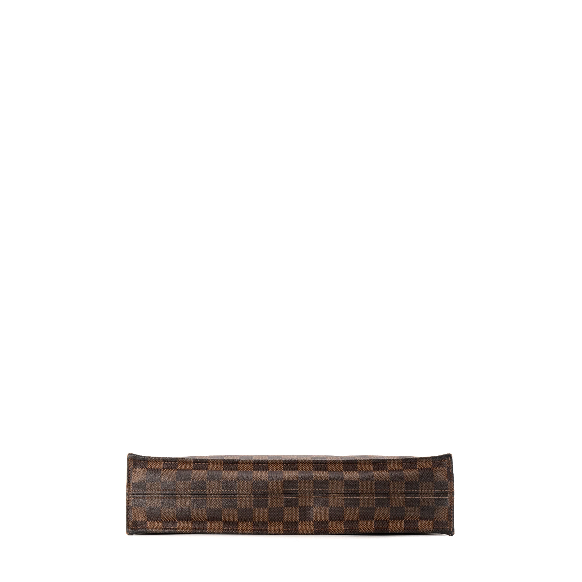 LOUIS VUITTON - Sac Cabas Plat Louis Vuitton en toile enduite damier marron