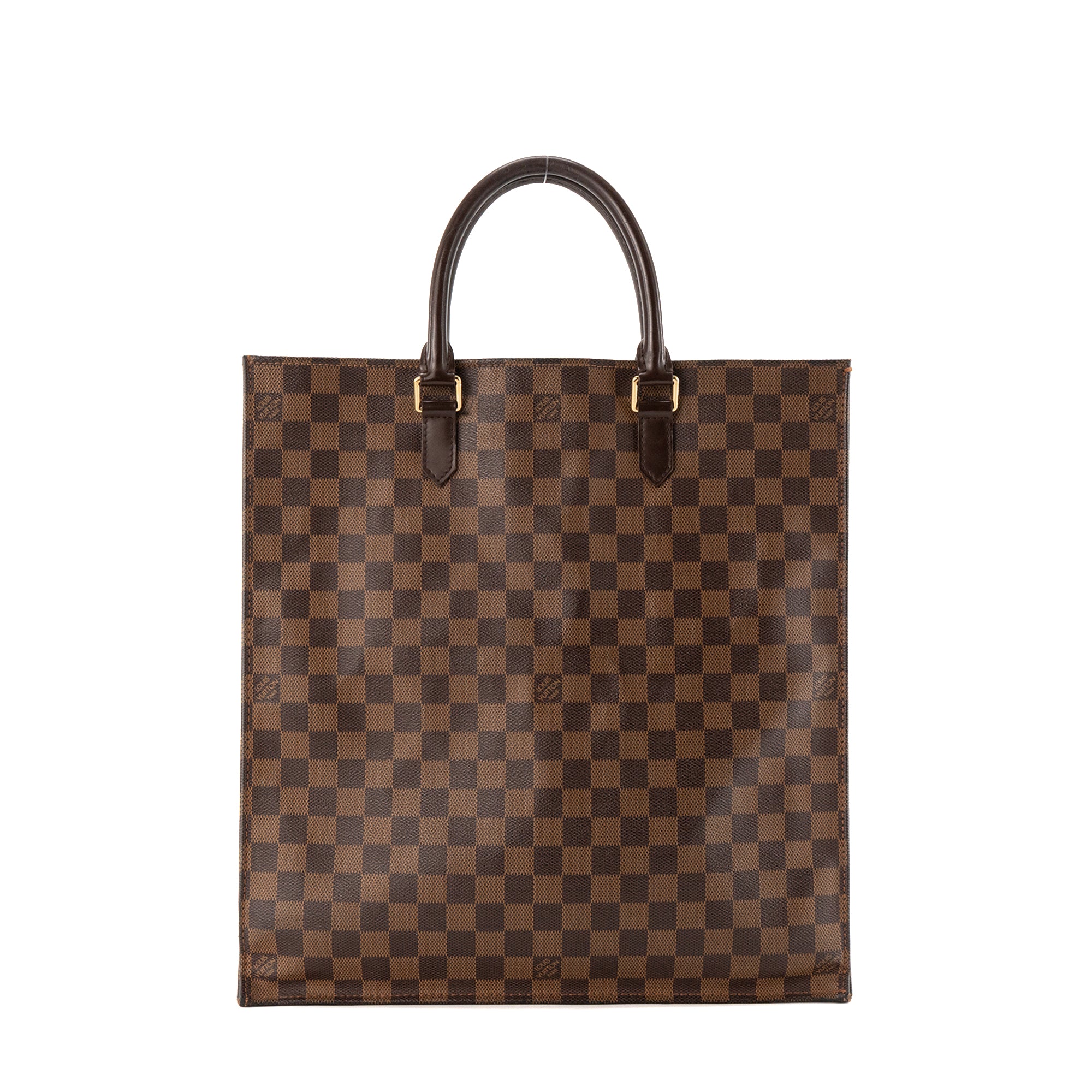 LOUIS VUITTON - Sac Cabas Plat Louis Vuitton en toile enduite damier marron