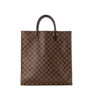 LOUIS VUITTON - Sac Cabas Plat Louis Vuitton en toile enduite damier marron