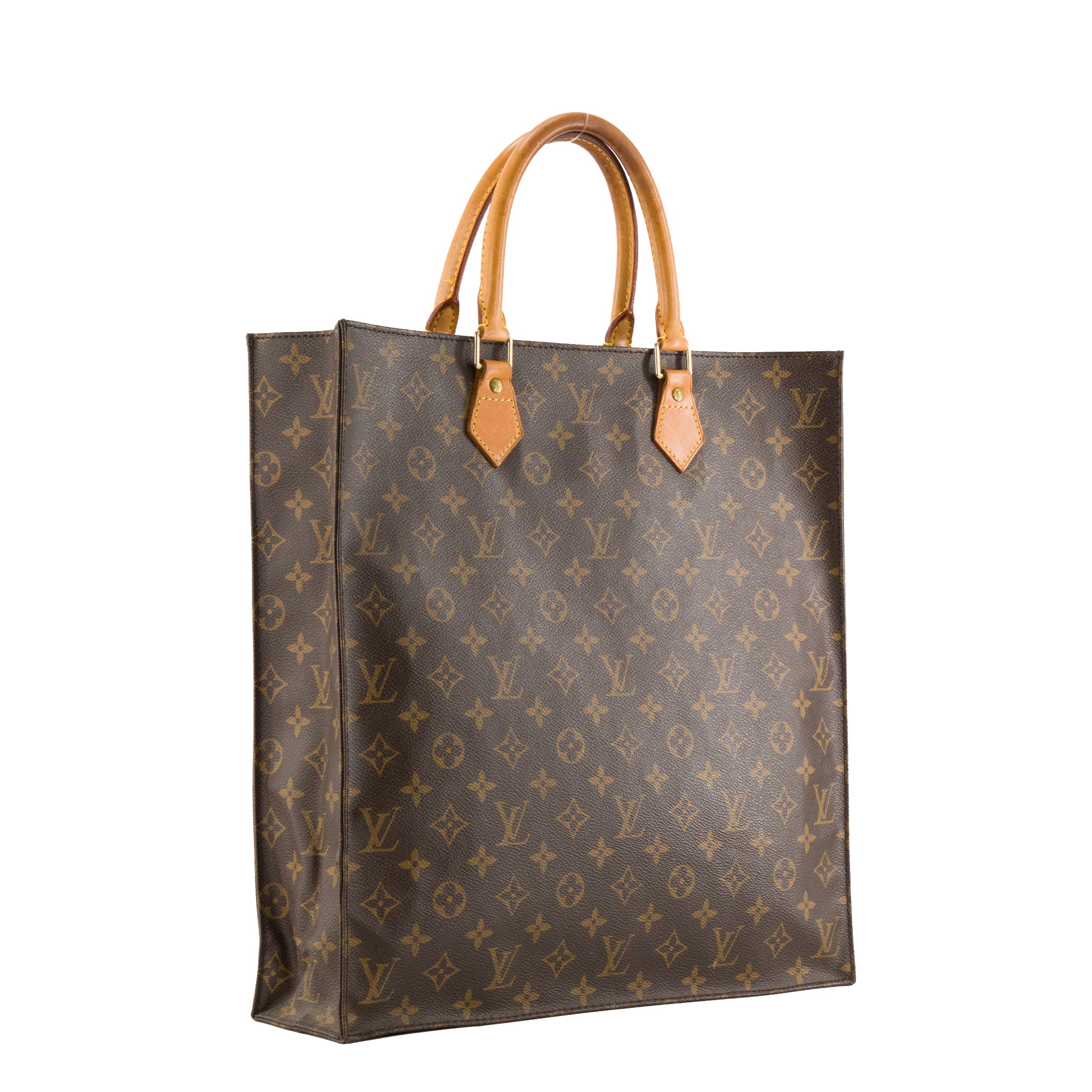 LOUIS VUITTON - Sac Cabas Plat Louis Vuitton en toile enduite monogrammée vintage