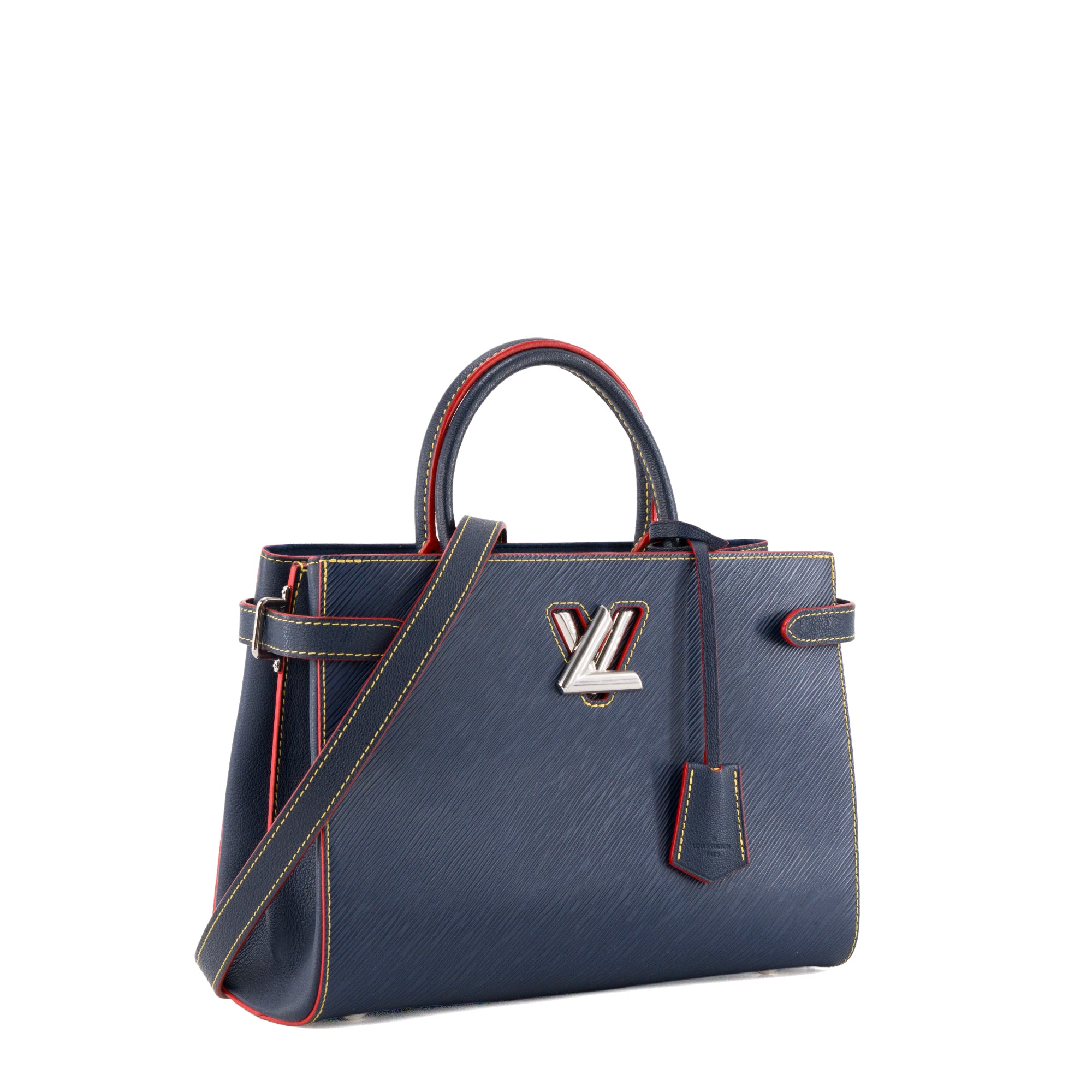LOUIS VUITTON - Sac Cabas Twist Louis Vuitton en cuir épi bleu et rouge