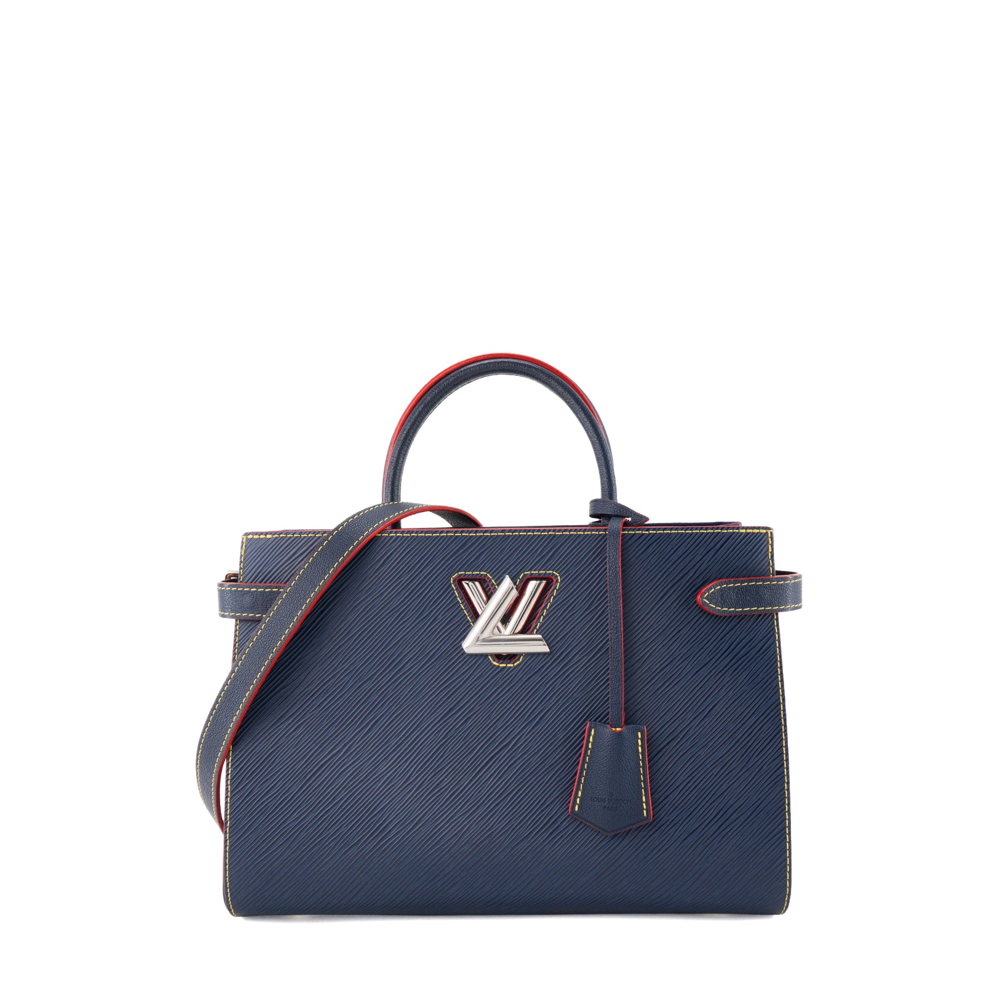 LOUIS VUITTON - Sac Cabas Twist Louis Vuitton en cuir épi bleu et rouge