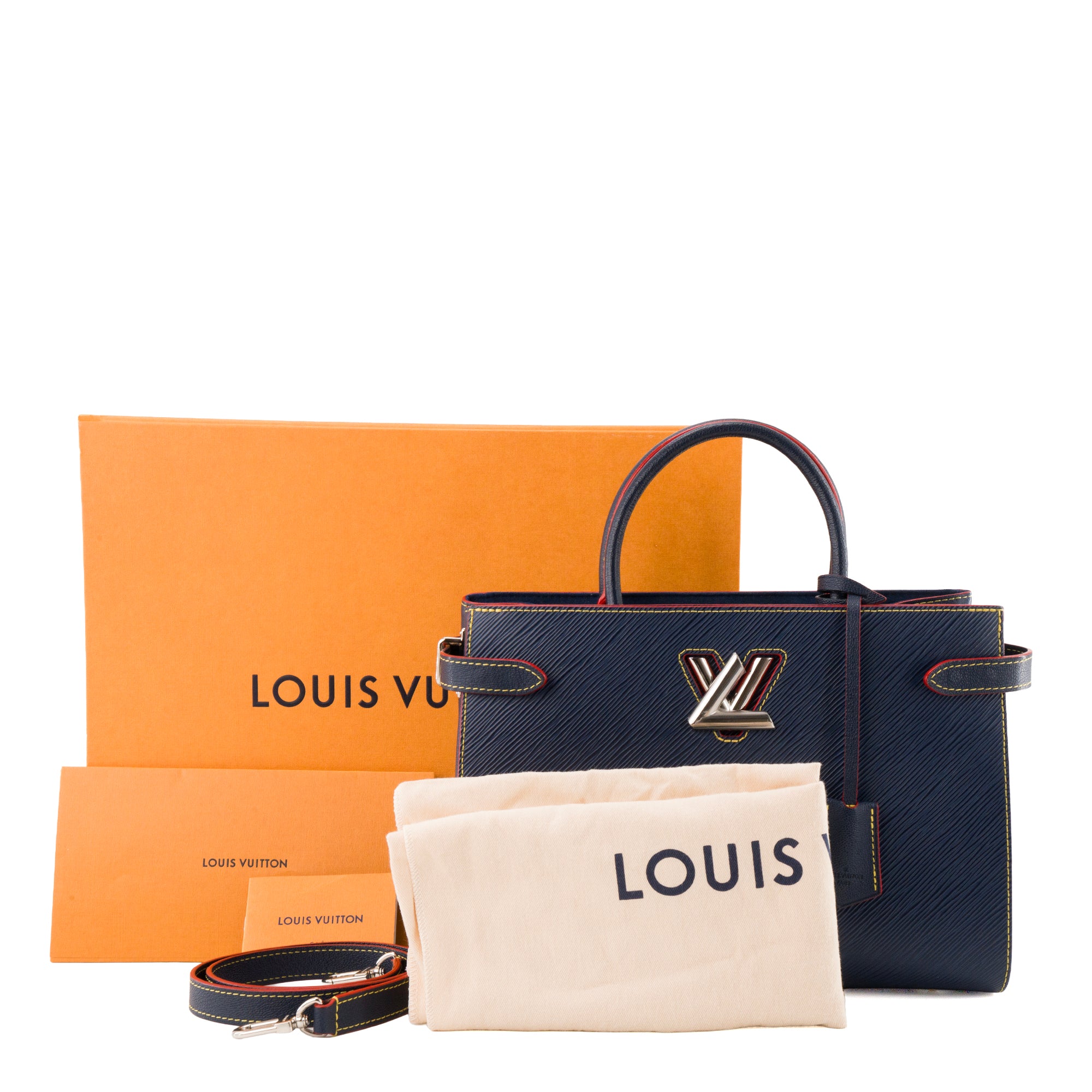 LOUIS VUITTON - Sac Cabas Twist Louis Vuitton en cuir épi bleu et rouge