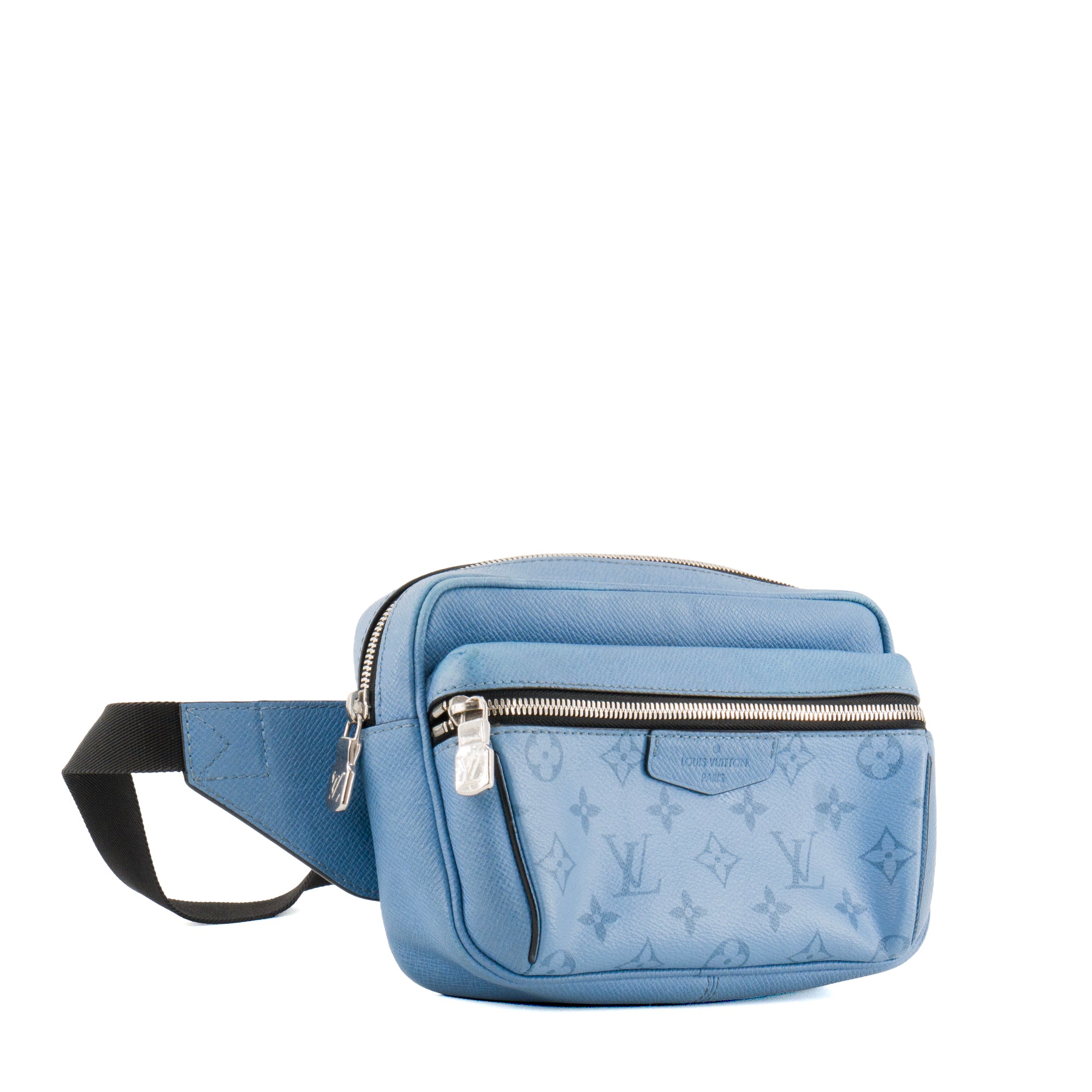 LOUIS VUITTON - Sac ceinture Outdoor Louis Vuitton en cuir et toile enduite monogrammée bleu