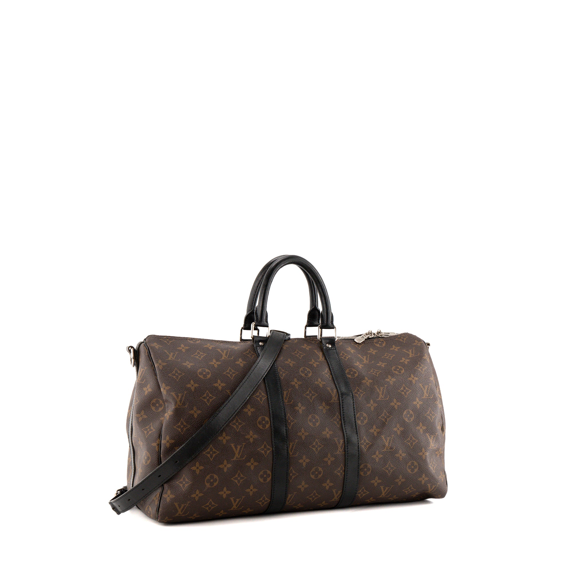 LOUIS VUITTON - Sac de voyage Keepall 45 Louis Vuitton en toile enduite monogrammée et cuir noir