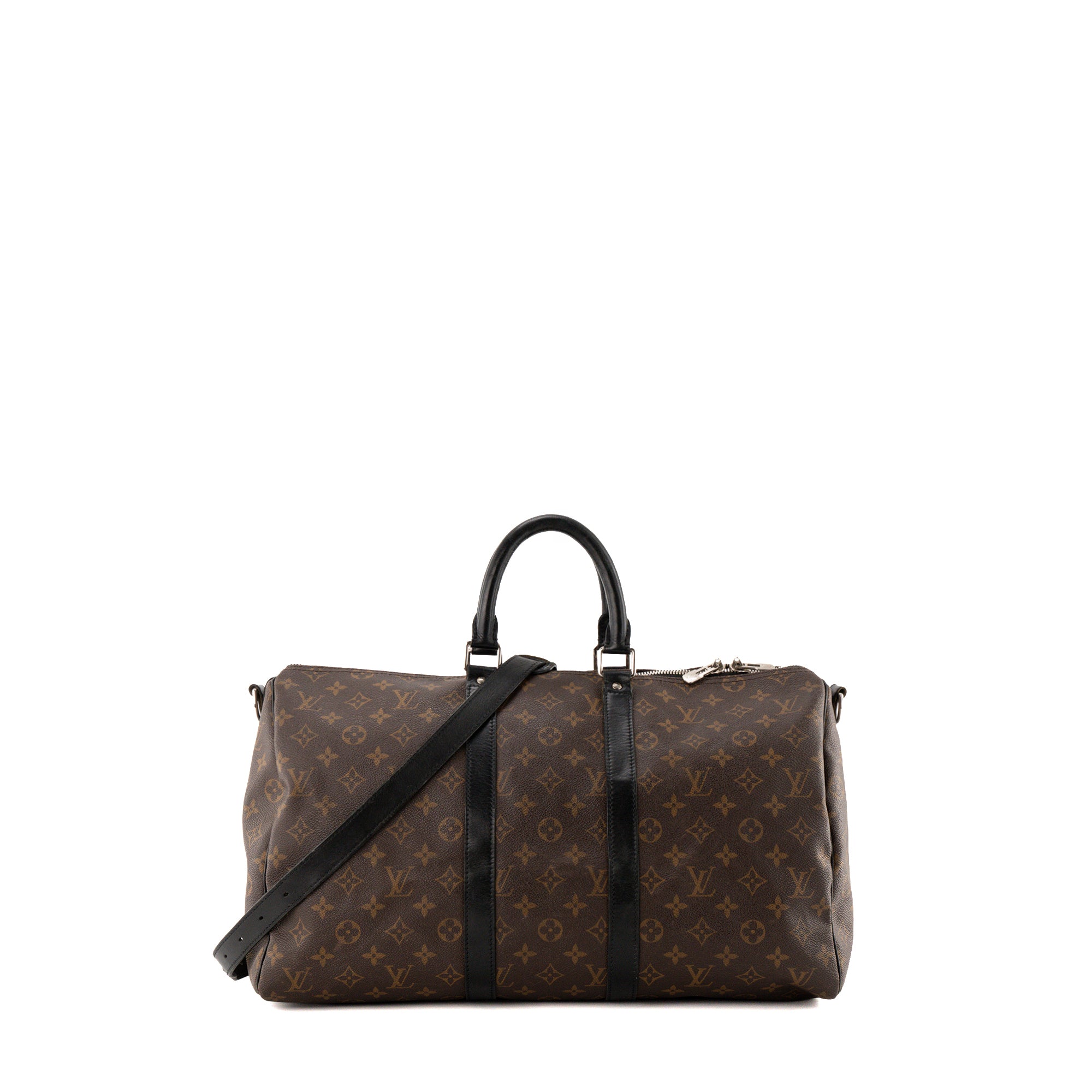LOUIS VUITTON - Sac de voyage Keepall 45 Louis Vuitton en toile enduite monogrammée et cuir noir
