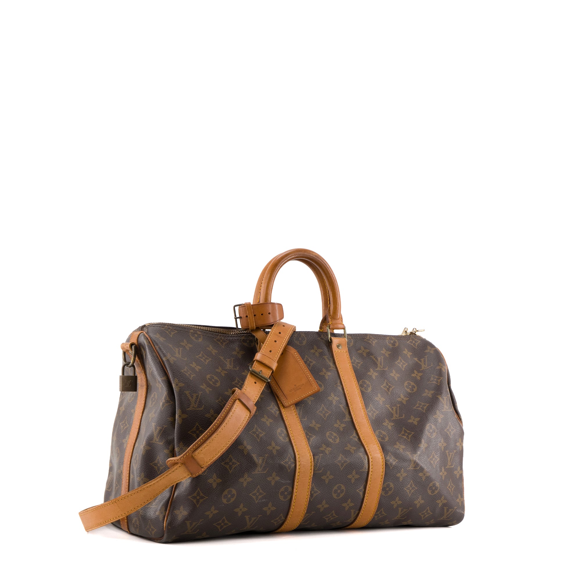 LOUIS VUITTON - Sac de voyage Keepall 45 Louis Vuitton en toile enduite monogrammée vintage