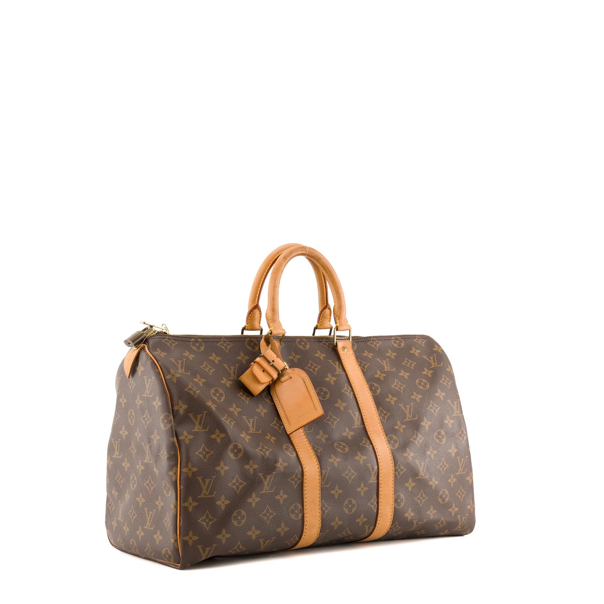 LOUIS VUITTON - Sac de voyage Keepall 45 Louis Vuitton en toile enduite monogrammée vintage