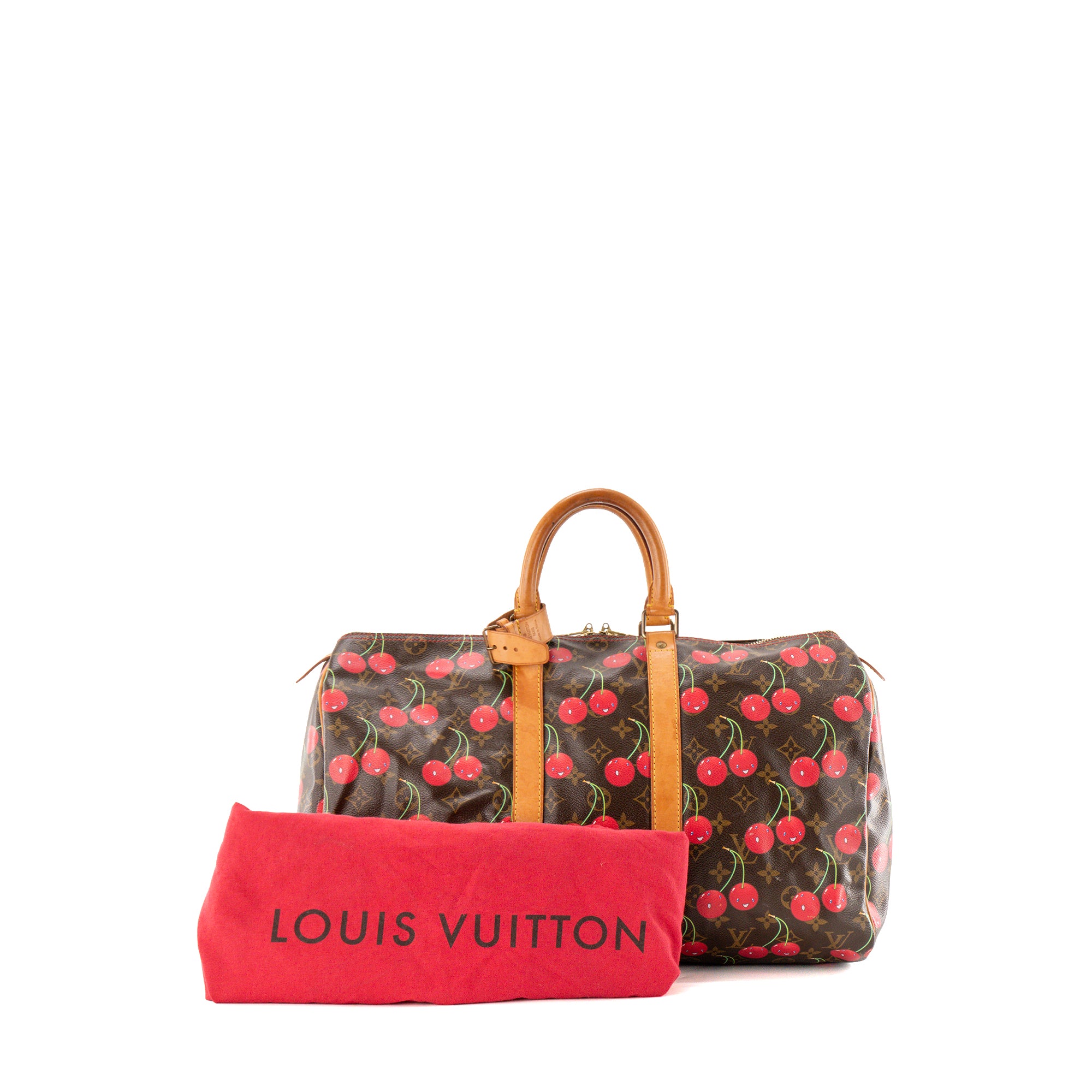 LOUIS VUITTON - Sac de voyage Keepall 45 Louis Vuitton x Takashi Murakami en toile enduite monogrammée édition limitée cherry vintage