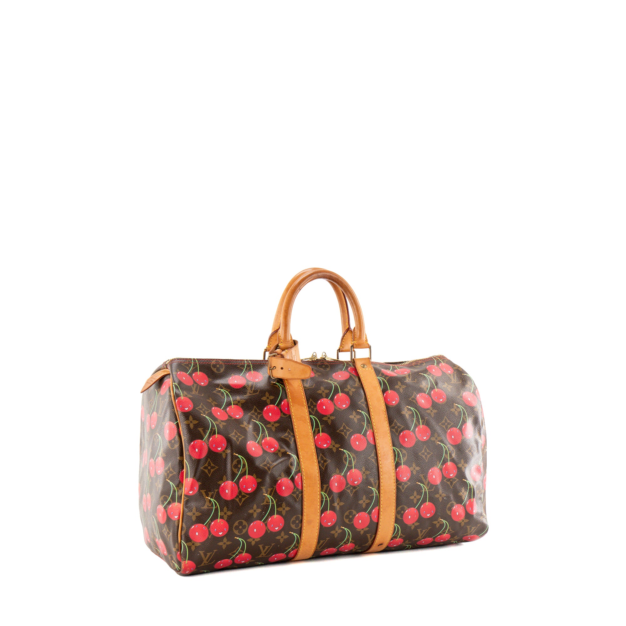 LOUIS VUITTON - Sac de voyage Keepall 45 Louis Vuitton x Takashi Murakami en toile enduite monogrammée édition limitée cherry vintage