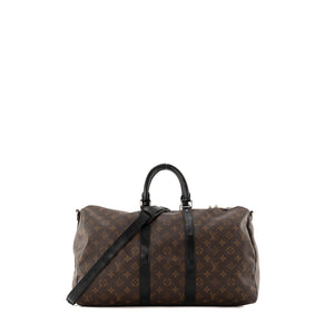 LOUIS VUITTON - Sac de voyage Keepall 45 Maccassar Louis Vuitton en toile enduite monogrammée