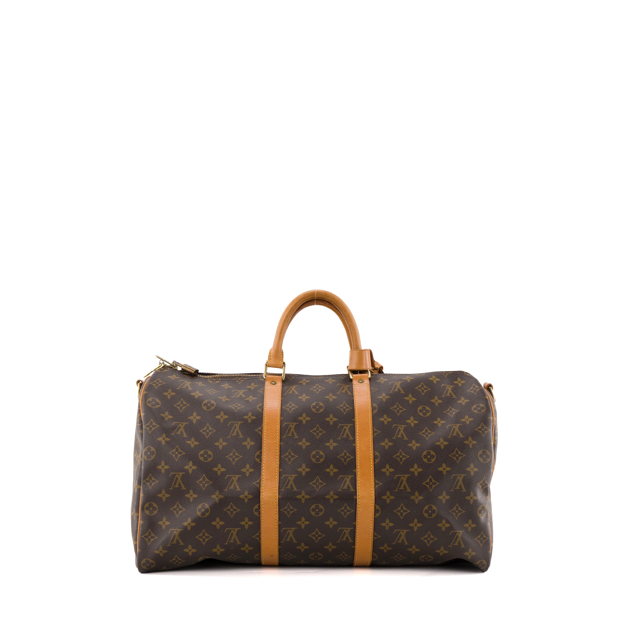 LOUIS VUITTON - Sac de voyage Keepall 50 bandoulière Louis Vuitton en toile enduite monogrammée vintage