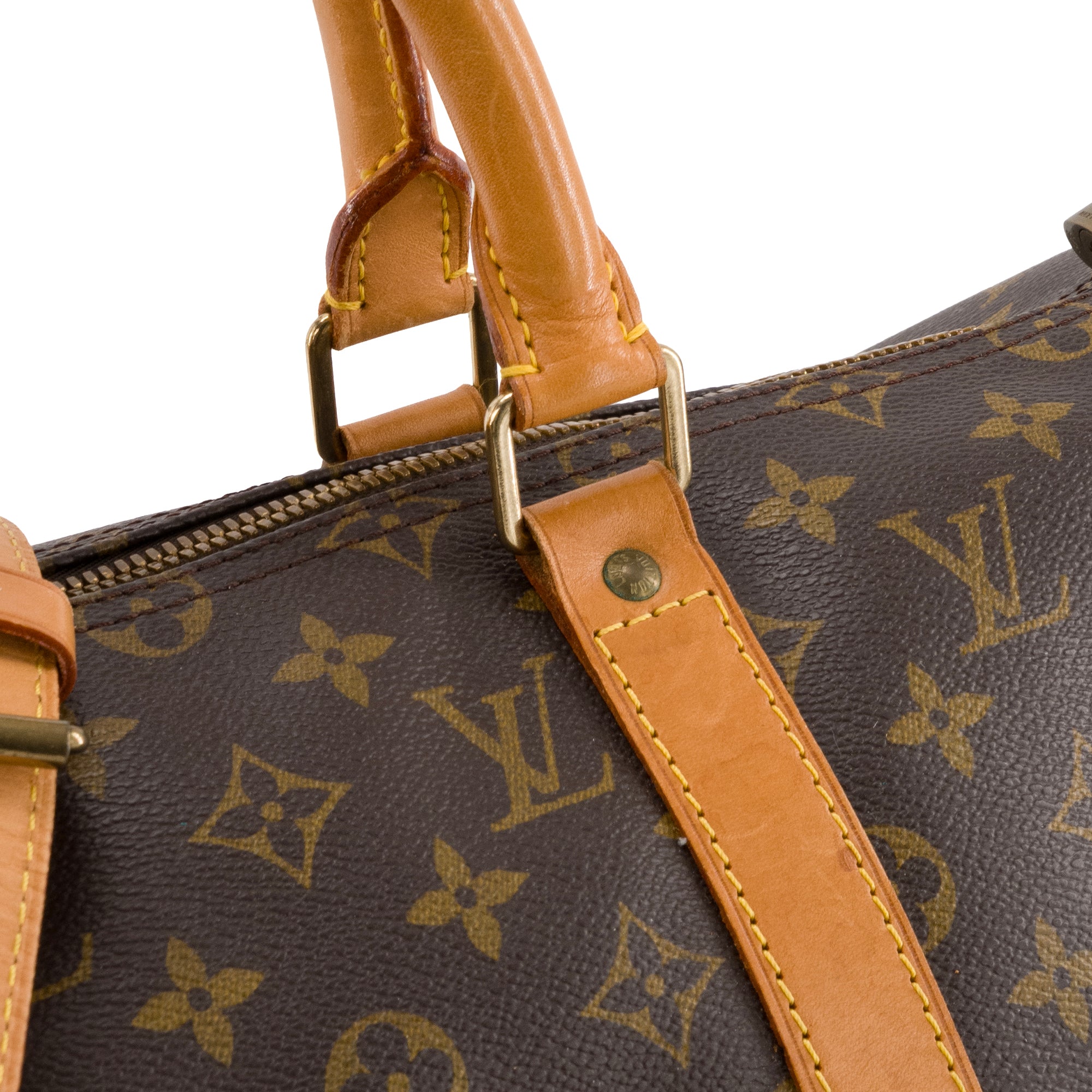 LOUIS VUITTON - Sac de voyage Keepall 50 bandoulière Louis Vuitton en toile enduite monogrammée vintage