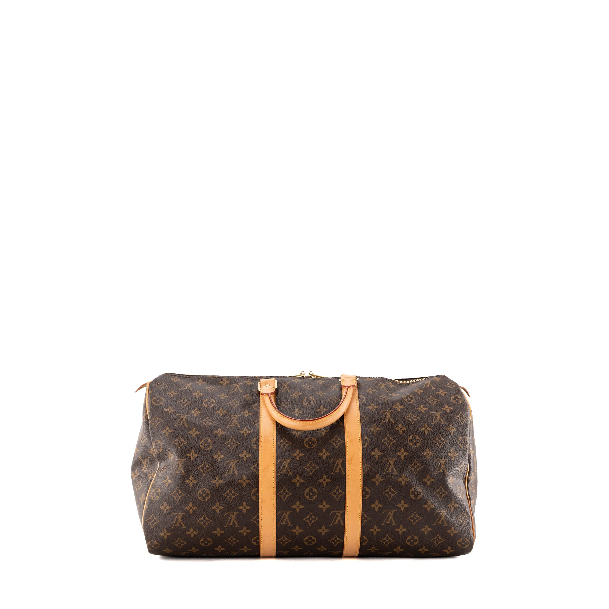 LOUIS VUITTON - Sac de voyage Keepall 50 Louis Vuitton en toile enduite monogrammée marron vintage