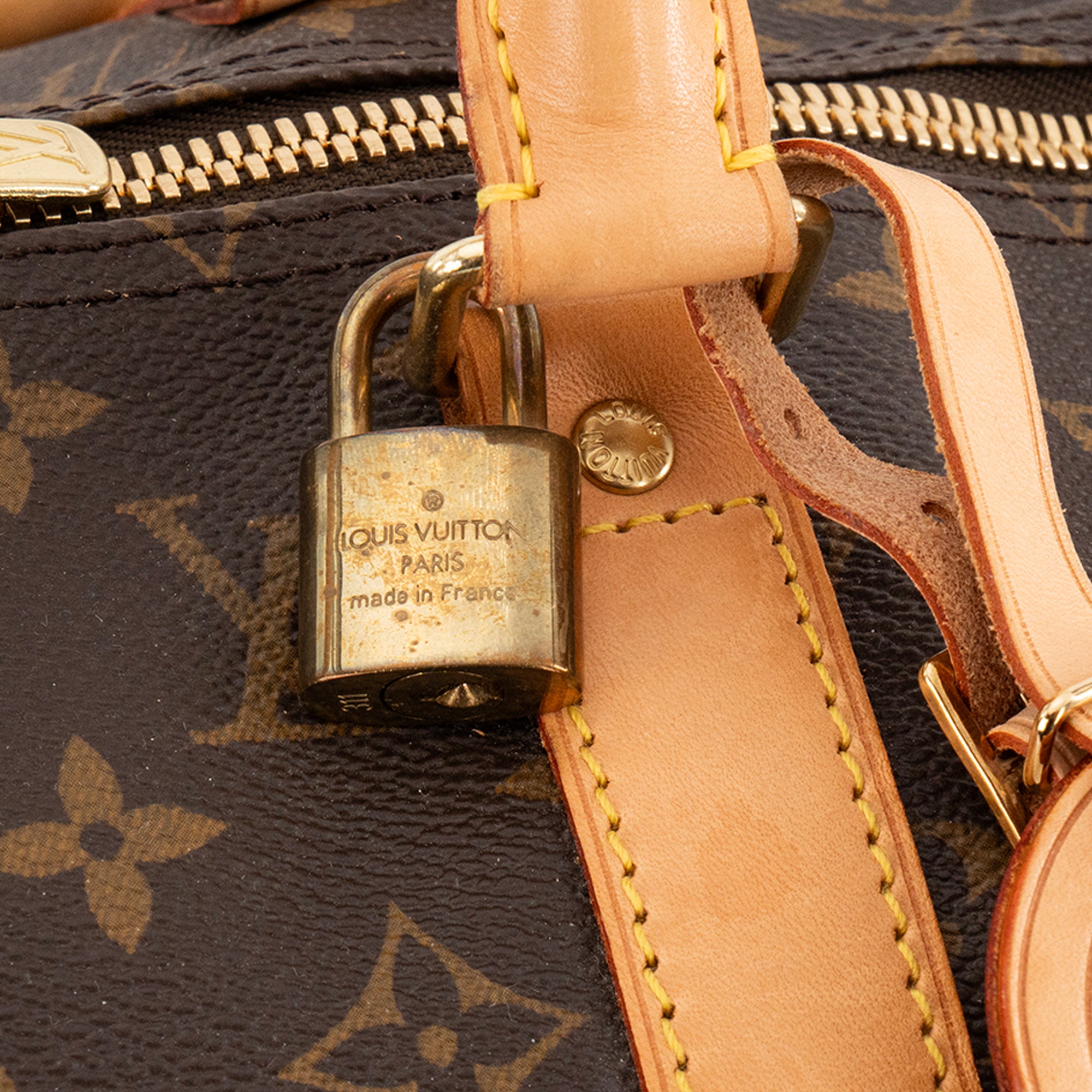 LOUIS VUITTON - Sac de voyage Keepall 50 Louis Vuitton en toile enduite monogrammée marron vintage