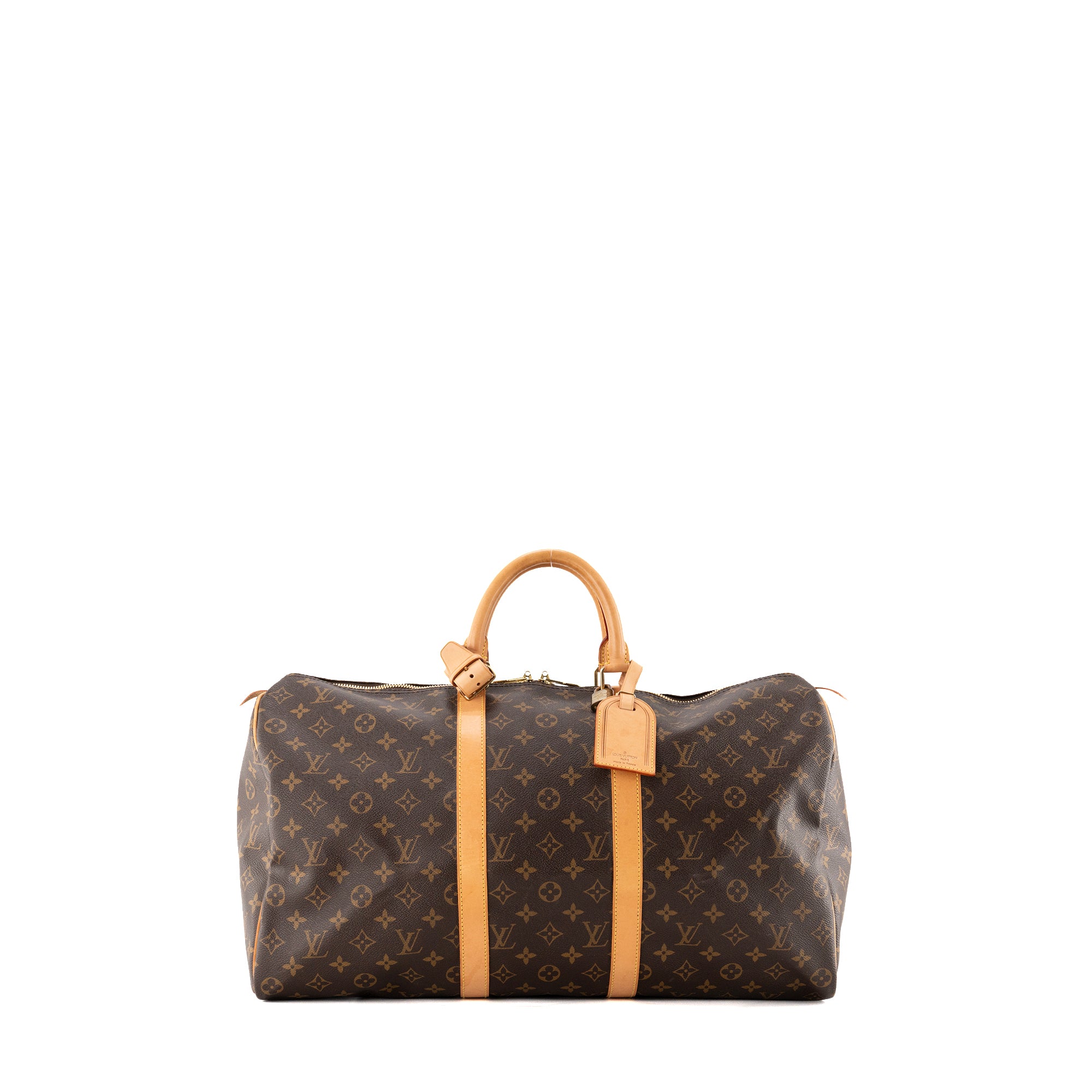 LOUIS VUITTON - Sac de voyage Keepall 50 Louis Vuitton en toile enduite monogrammée marron vintage