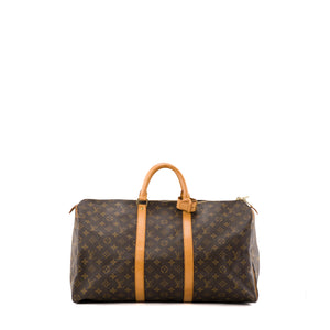 LOUIS VUITTON - Sac de voyage Keepall 50 Louis Vuitton en toile enduite monogrammée vintage
