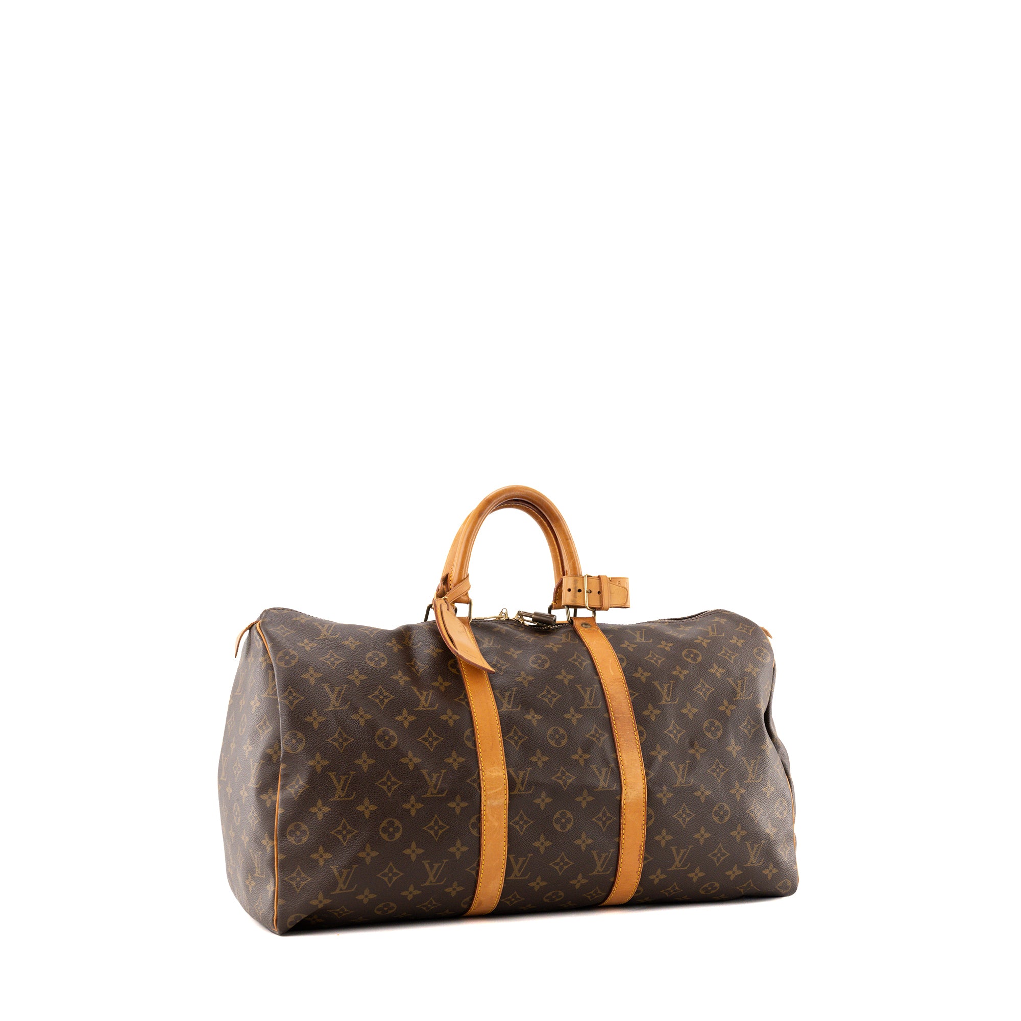 LOUIS VUITTON - Sac de voyage Keepall 50 Louis Vuitton en toile enduite monogrammée vintage