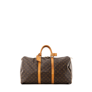 LOUIS VUITTON - Sac de voyage Keepall 50 Louis Vuitton en toile enduite monogrammée vintage