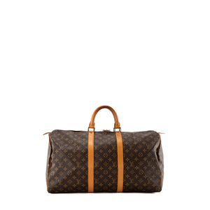 LOUIS VUITTON - Sac de voyage Keepall 50 Louis Vuitton en toile enduite monogrammée vintage