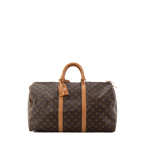 LOUIS VUITTON - Sac de voyage Keepall 50 Louis Vuitton en toile enduite monogrammée vintage