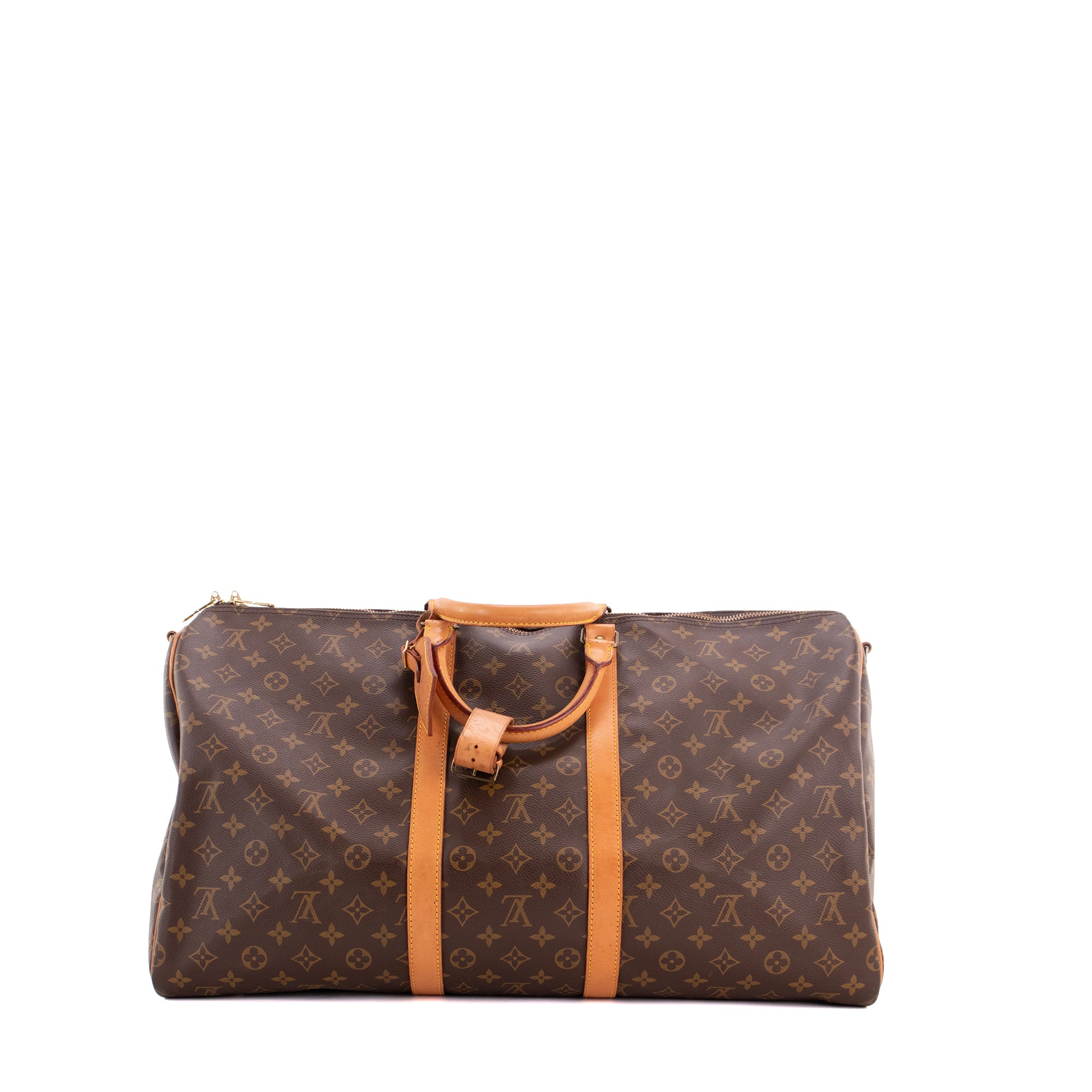 LOUIS VUITTON - Sac de voyage Keepall 55 bandoulière Louis Vuitton en toile enduite monogrammée vintage