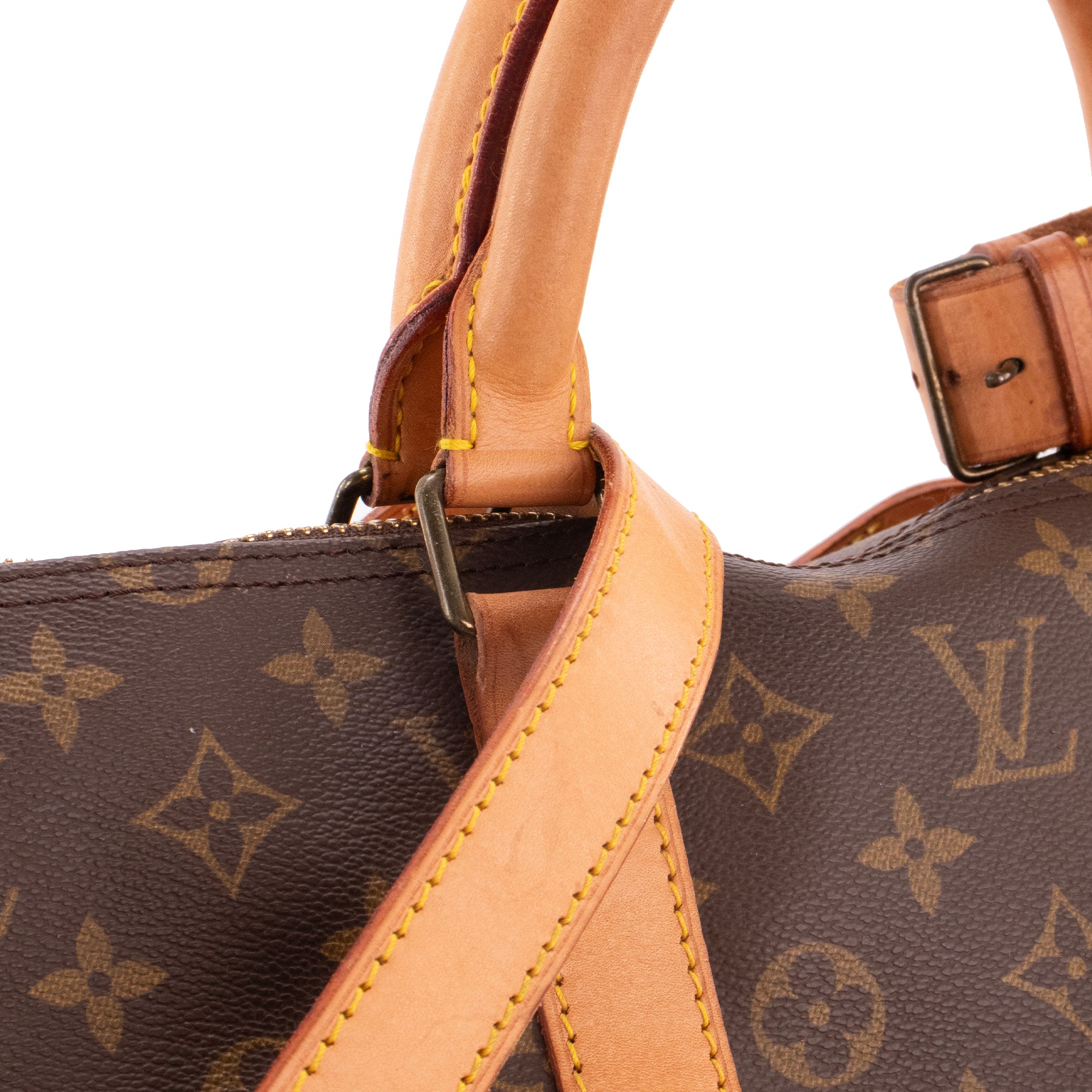 LOUIS VUITTON - Sac de voyage Keepall 55 bandoulière Louis Vuitton en toile enduite monogrammée vintage