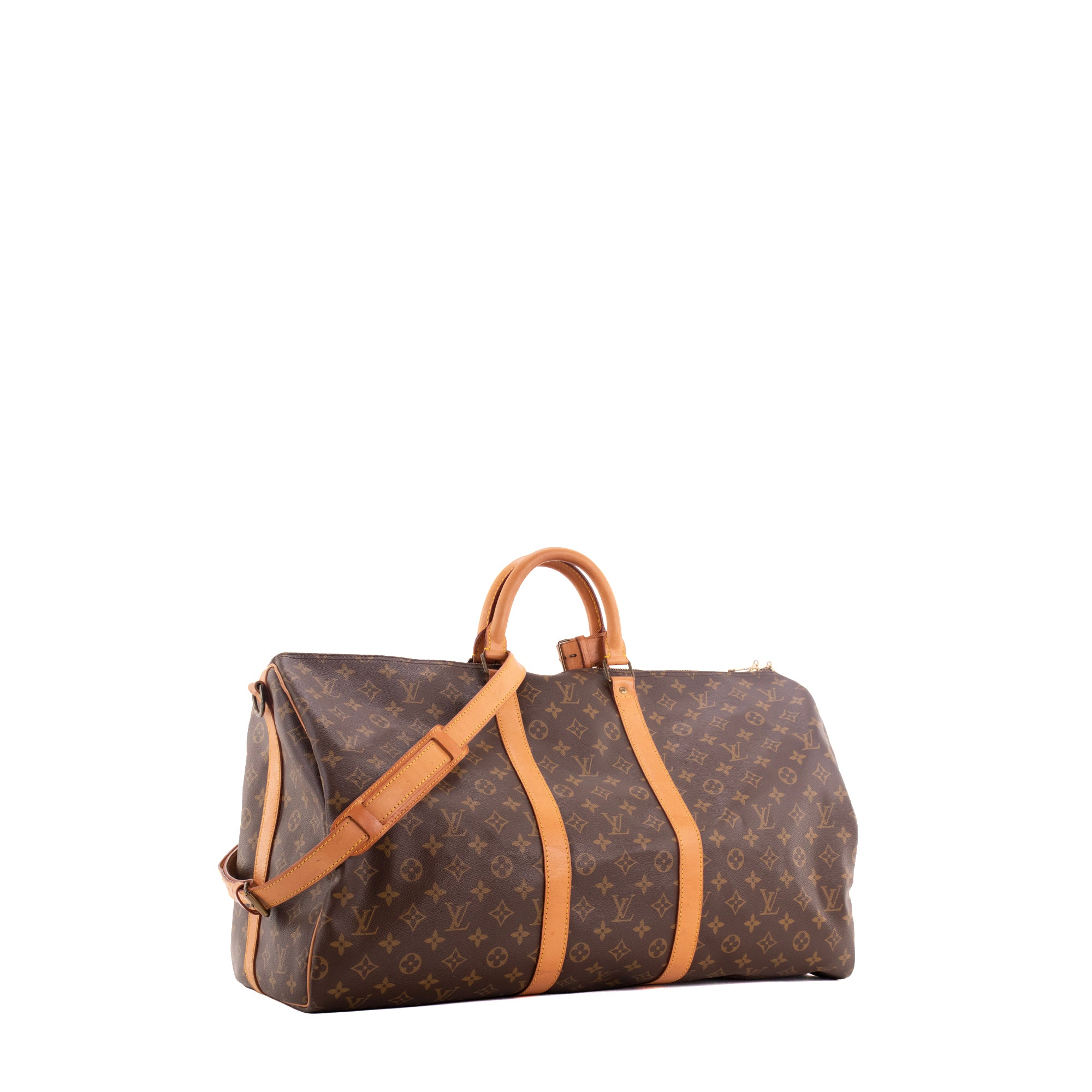 LOUIS VUITTON - Sac de voyage Keepall 55 bandoulière Louis Vuitton en toile enduite monogrammée vintage