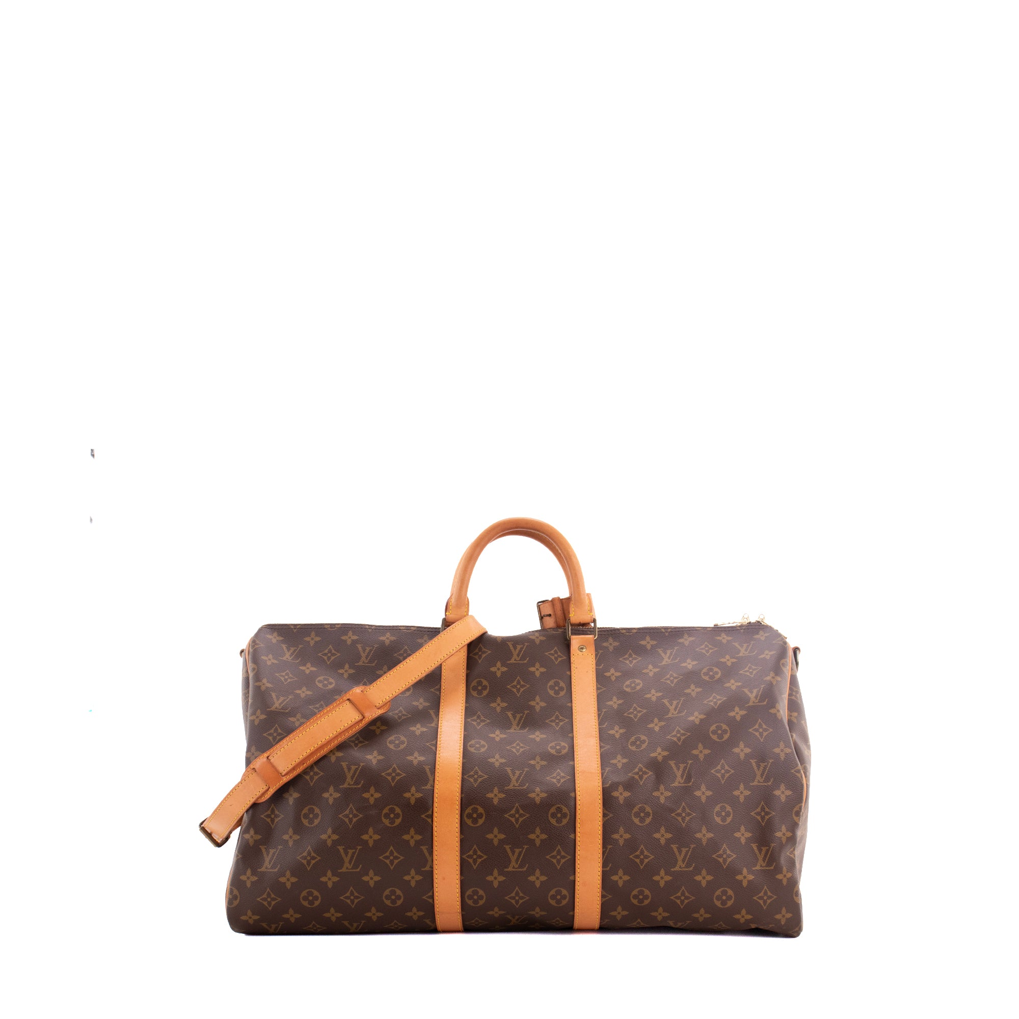 LOUIS VUITTON - Sac de voyage Keepall 55 bandoulière Louis Vuitton en toile enduite monogrammée vintage