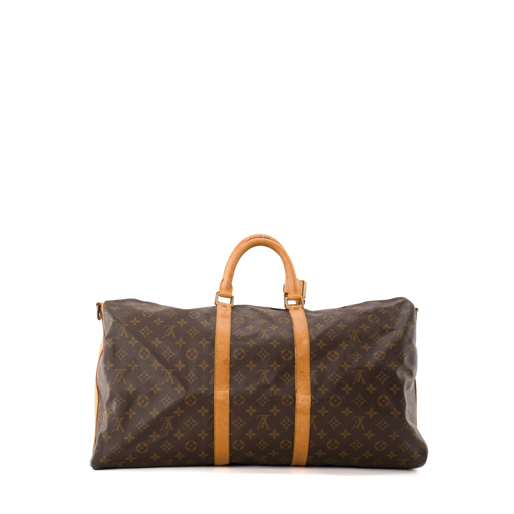 LOUIS VUITTON - Sac de voyage Keepall 55 bandoulière Louis Vuitton en toile enduite monogrammée vintage