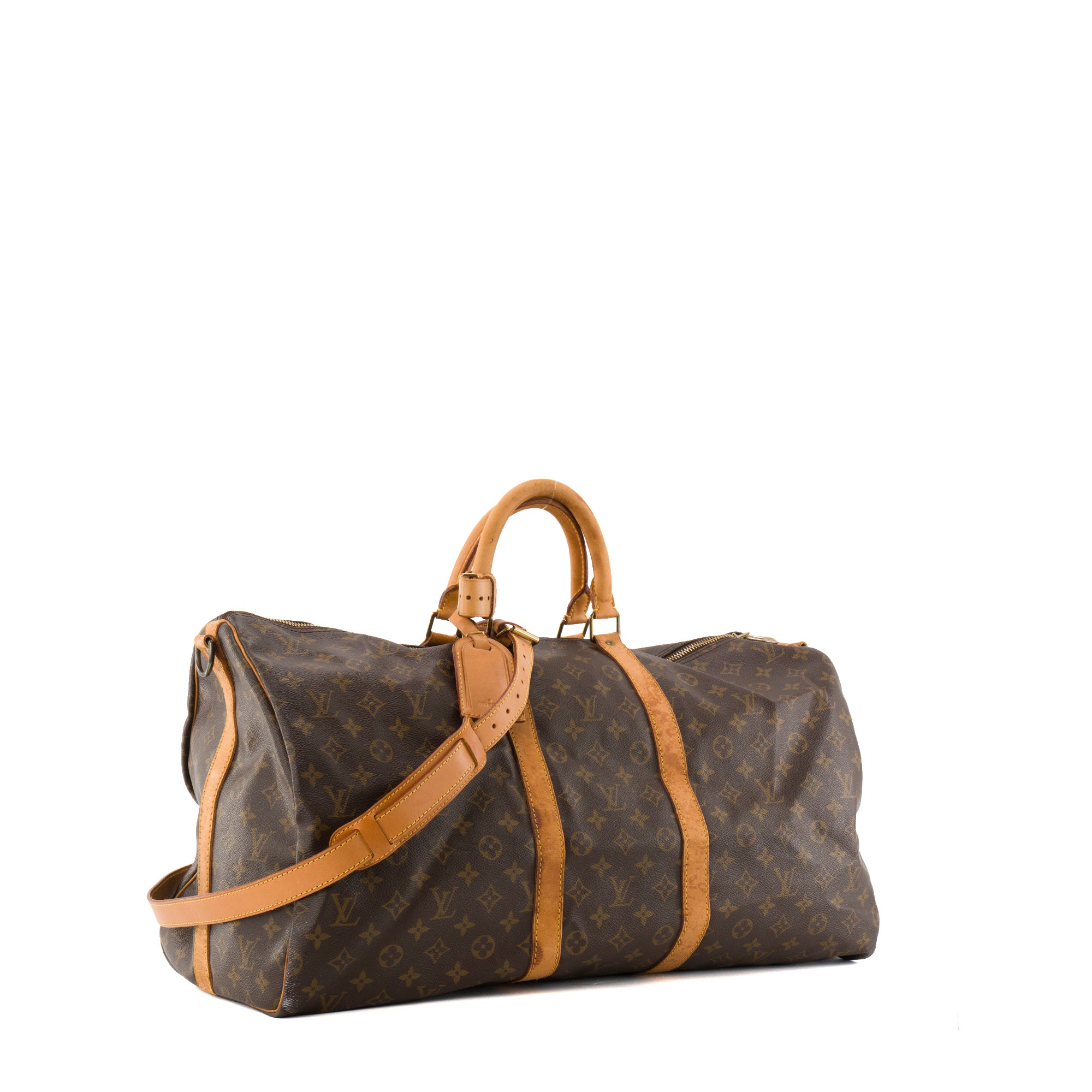 LOUIS VUITTON - Sac de voyage Keepall 55 bandoulière Louis Vuitton en toile enduite monogrammée vintage