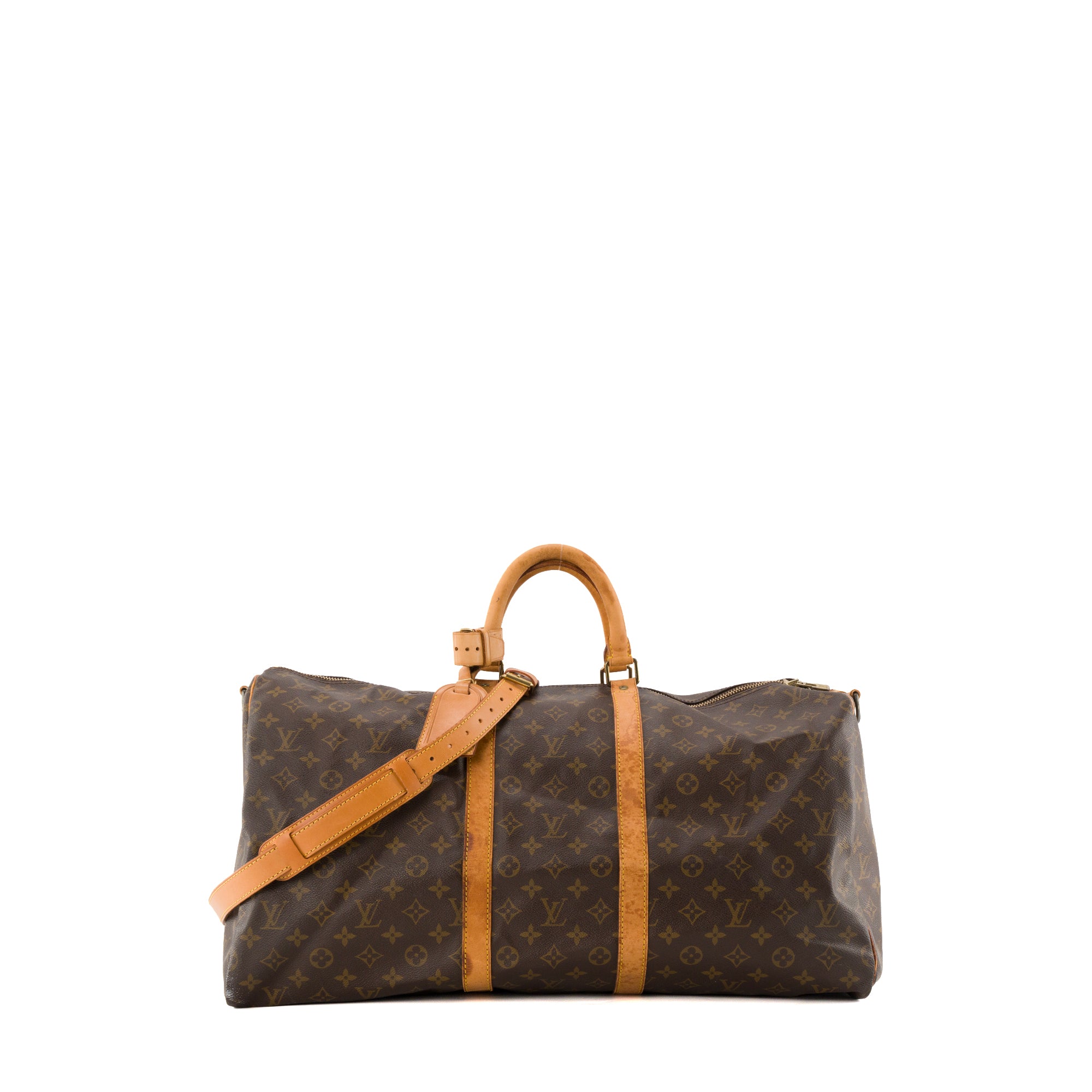 LOUIS VUITTON - Sac de voyage Keepall 55 bandoulière Louis Vuitton en toile enduite monogrammée vintage