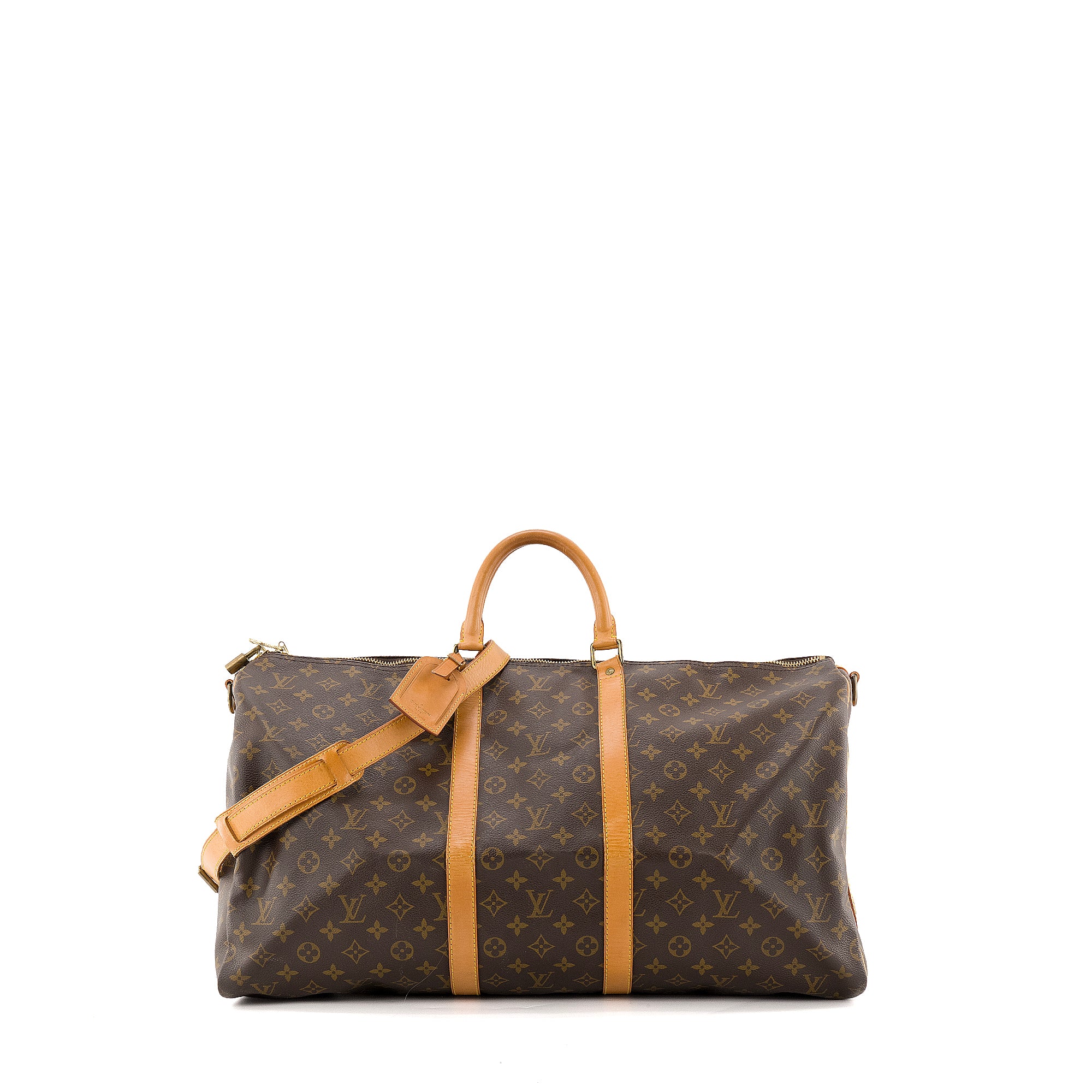 LOUIS VUITTON - Sac de voyage Keepall 55 bandoulière Louis Vuitton en toile enduite monogrammée vintage