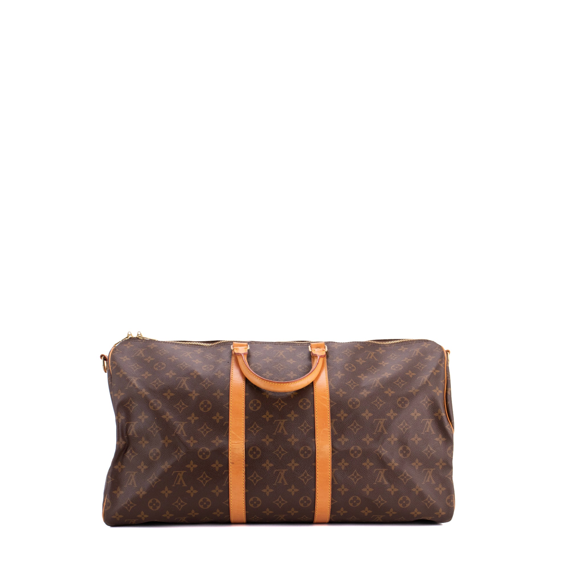 LOUIS VUITTON - Sac de voyage Keepall 55 bandoulière Louis Vuitton en toile enduite monogrammée vintage