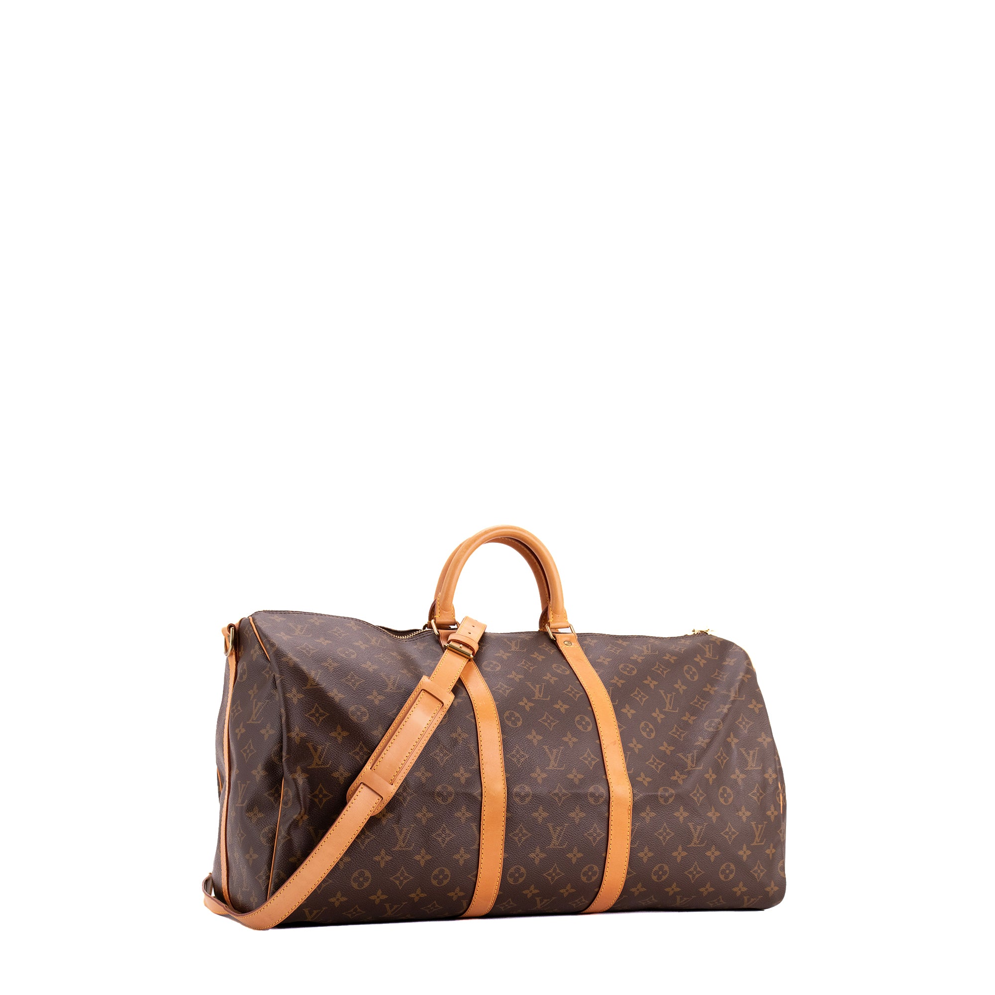 LOUIS VUITTON - Sac de voyage Keepall 55 bandoulière Louis Vuitton en toile enduite monogrammée vintage