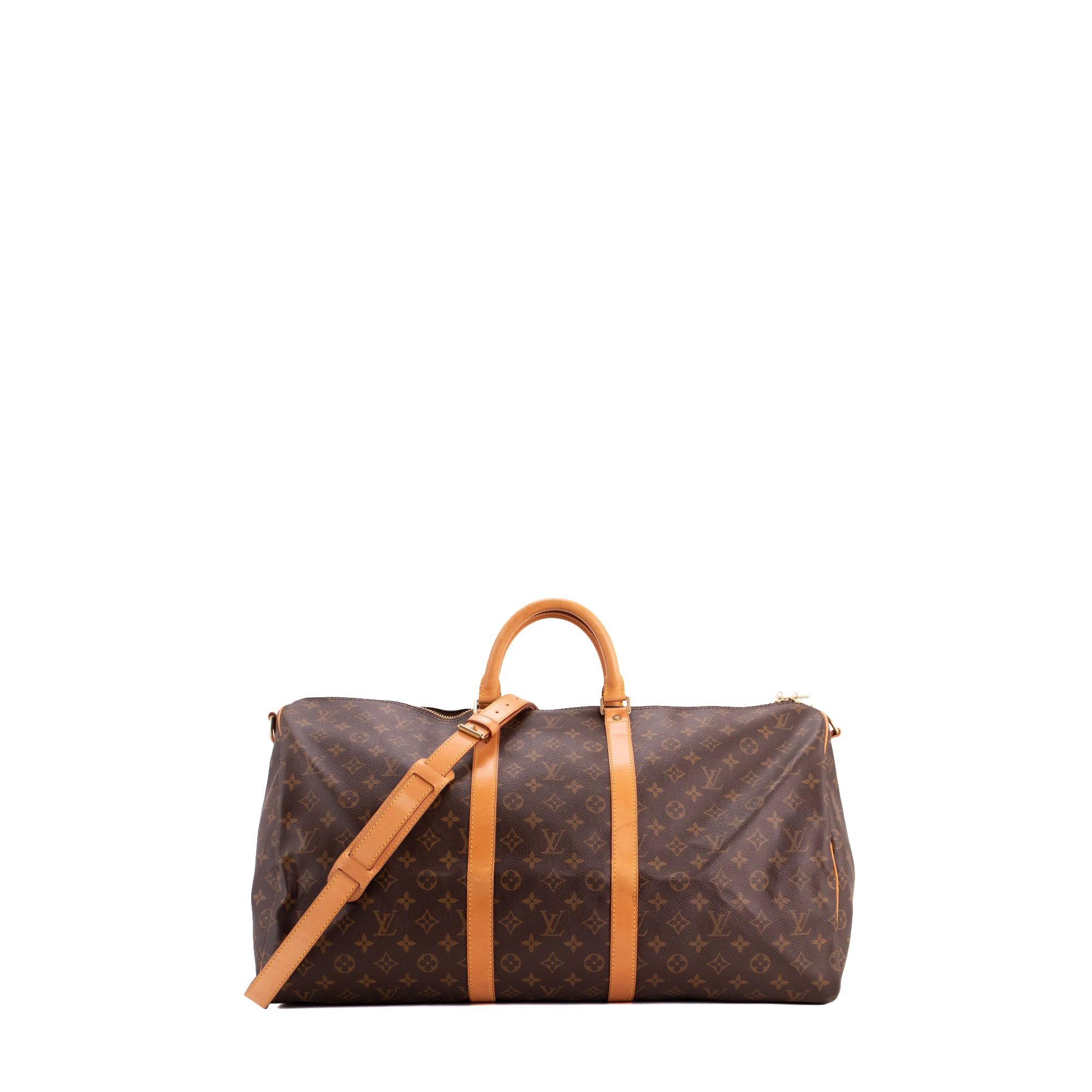 LOUIS VUITTON - Sac de voyage Keepall 55 bandoulière Louis Vuitton en toile enduite monogrammée vintage