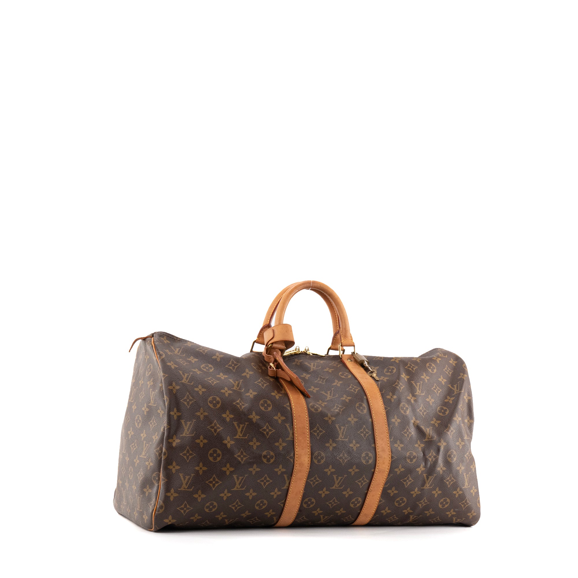 LOUIS VUITTON - Sac de voyage Keepall 55 Louis Vuitton en toile enduite monogrammée vintage