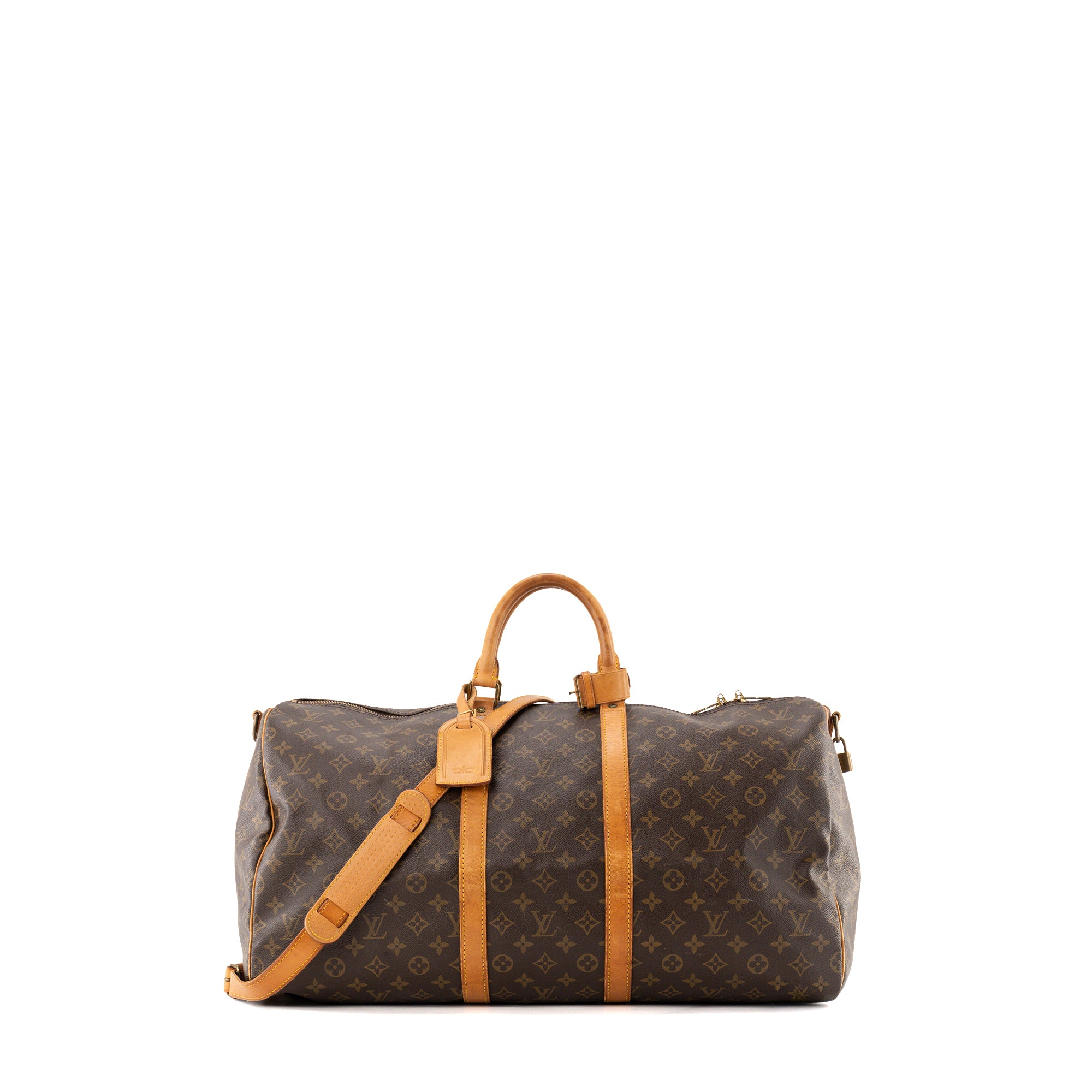 LOUIS VUITTON - Sac de voyage Keepall 55 Louis Vuitton en toile monogrammée marron vintage