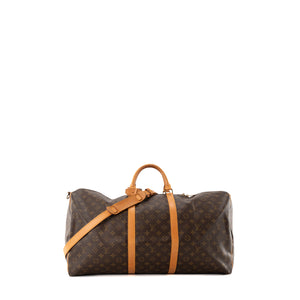 LOUIS VUITTON - Sac de voyage Keepall 60 bandoulière Louis Vuitton en toile enduite monogrammée vintage