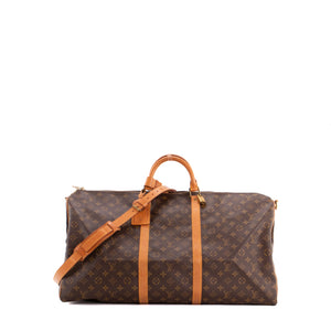 LOUIS VUITTON - Sac de voyage Keepall 60 bandoulière Louis Vuitton en toile enduite monogrammée vintage
