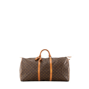 LOUIS VUITTON - Sac de voyage Keepall 60 Louis Vuitton en toile enduite monogrammée marron