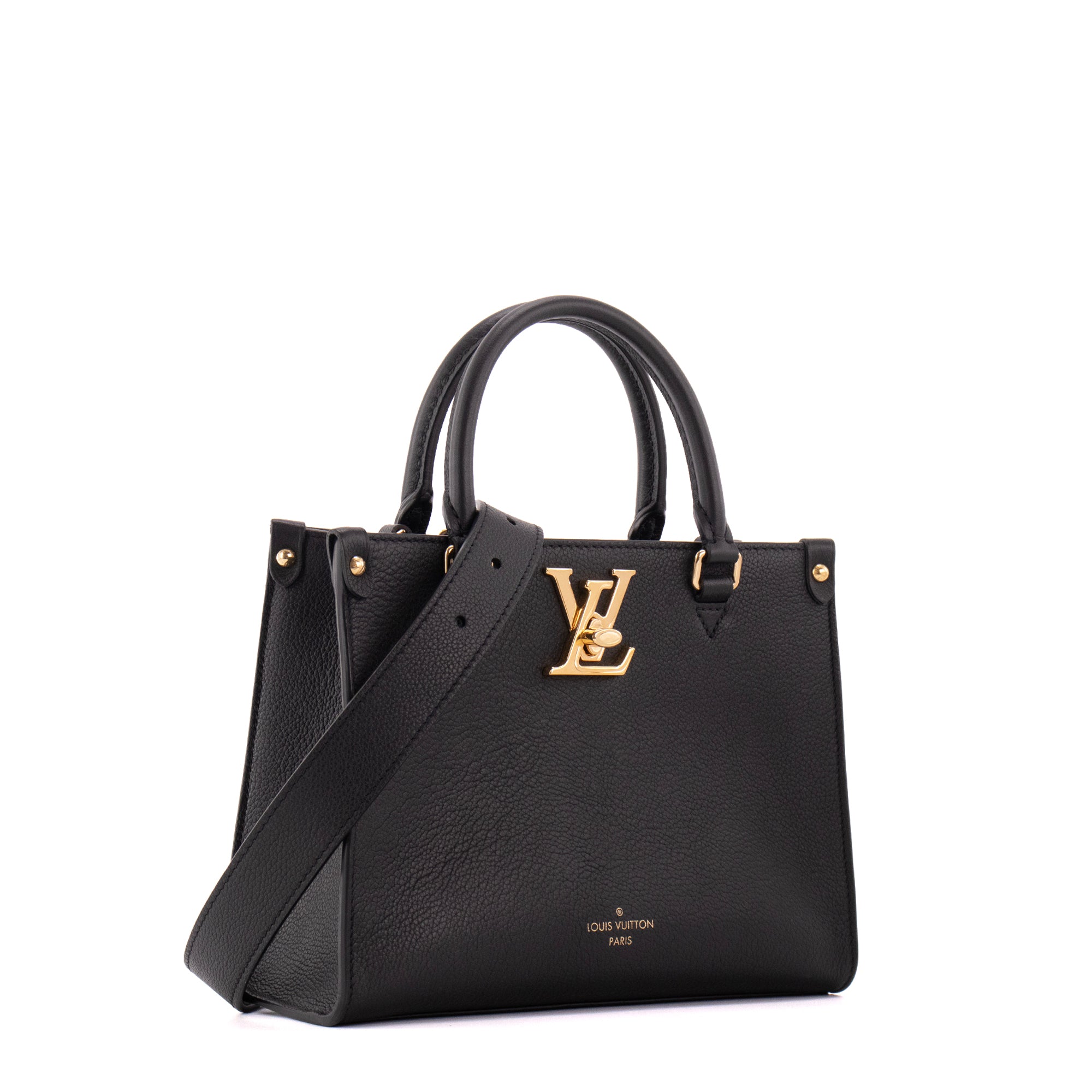 LOUIS VUITTON - Sac à main Lock & Go PM Louis Vuitton en cuir grainé noir