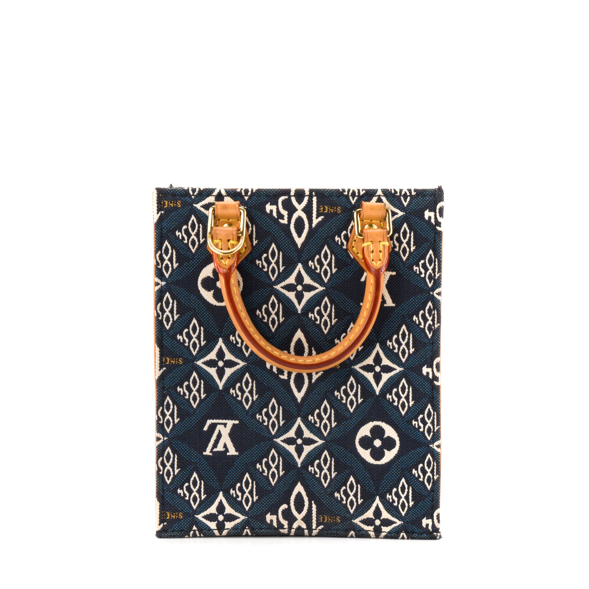 LOUIS VUITTON - Sac à bandoulière Plat mini Louis Vuitton en denim et cuir naturel édition limitée Since 1854