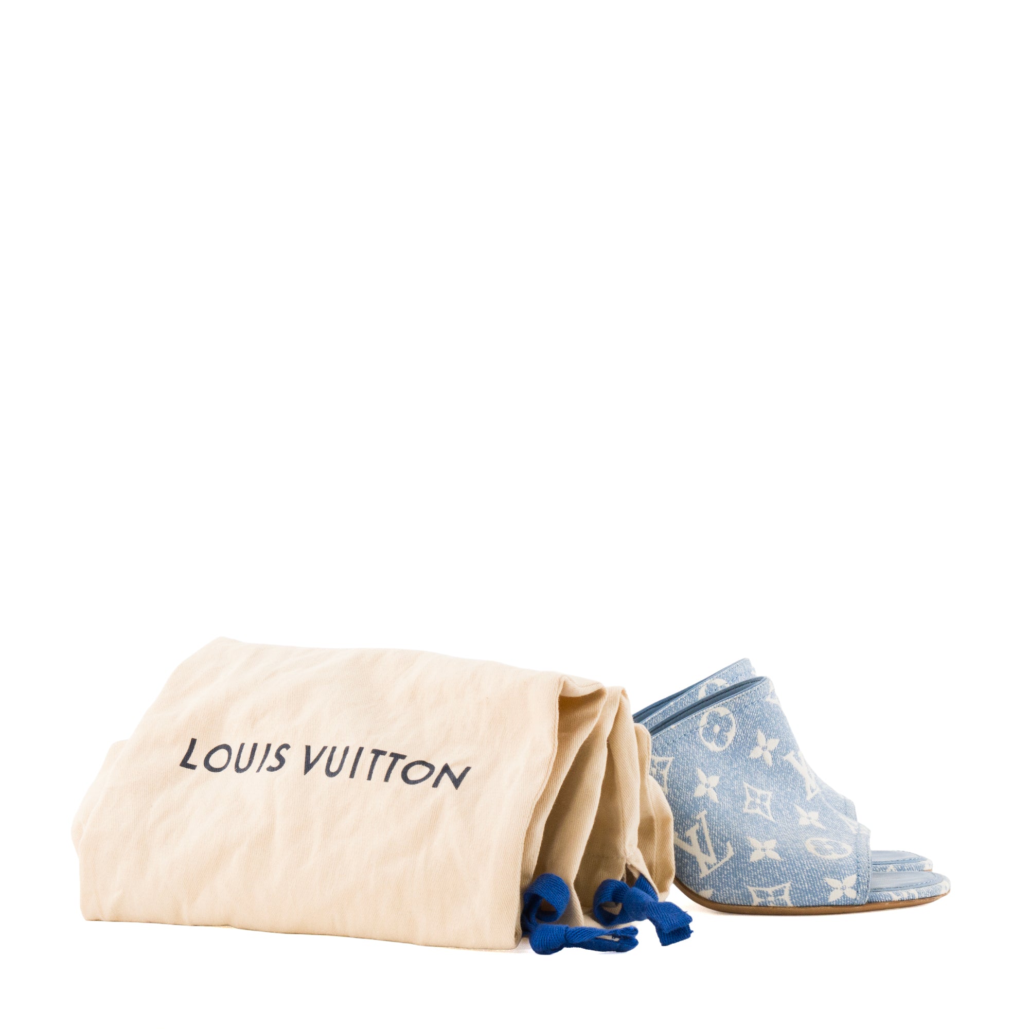 LOUIS VUITTON - Sandales à talons Silhouette Louis Vuitton en toile denim monogrammée bleu (T41)