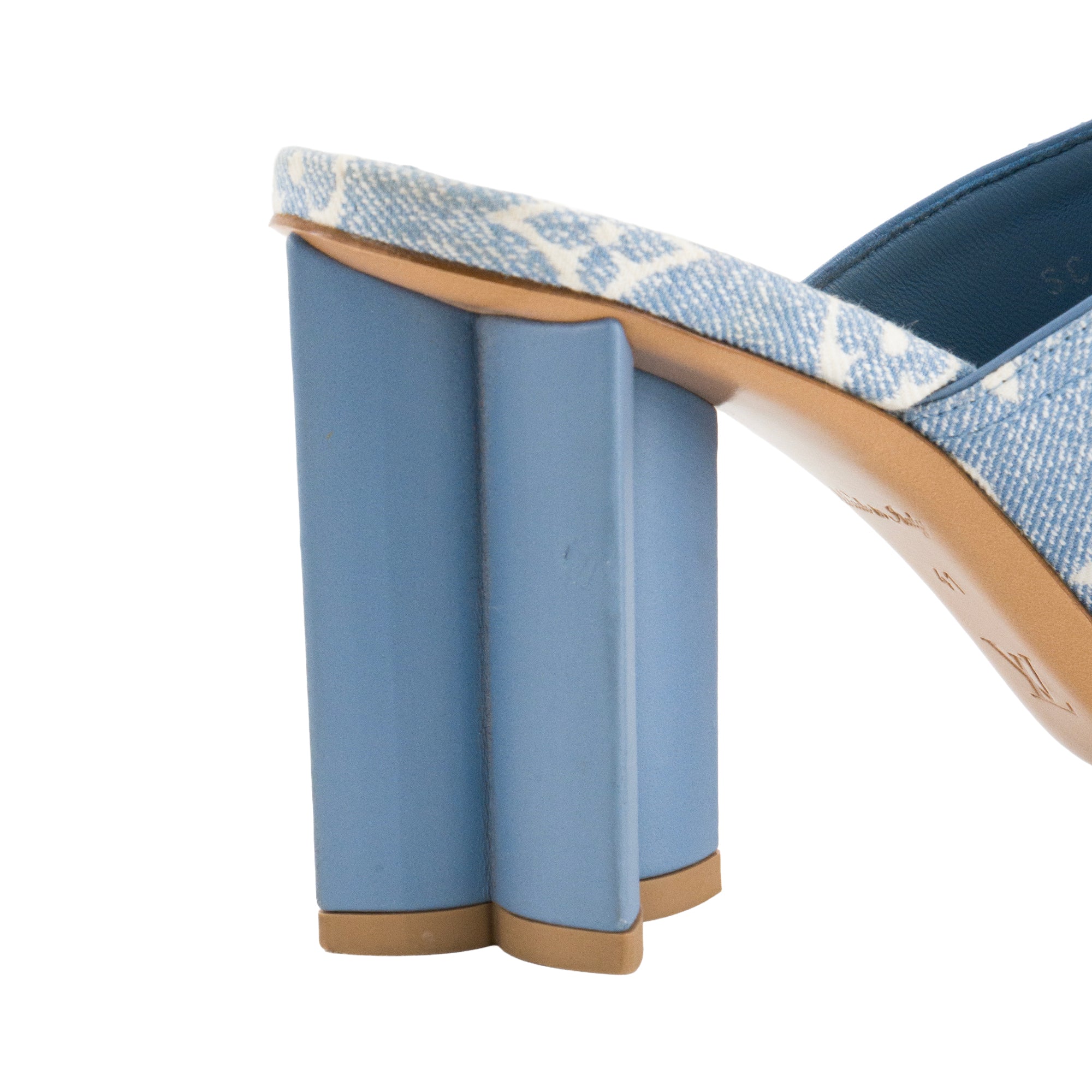 LOUIS VUITTON - Sandales à talons Silhouette Louis Vuitton en toile denim monogrammée bleu (T41)